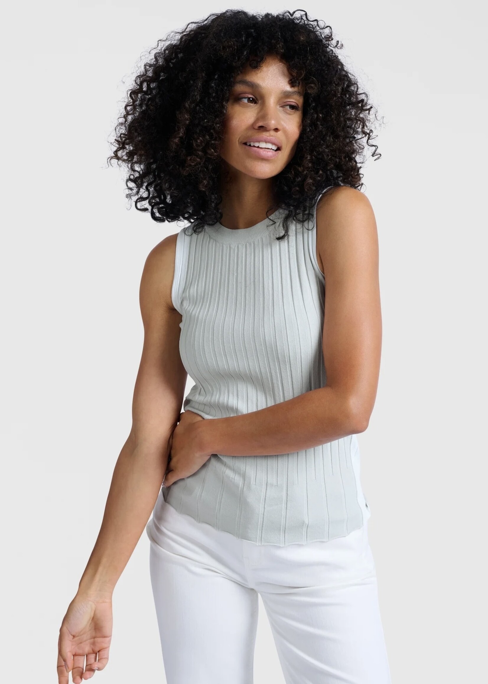 YAYA YAYA - Rib Knitted Tanktop With Contrast Detail