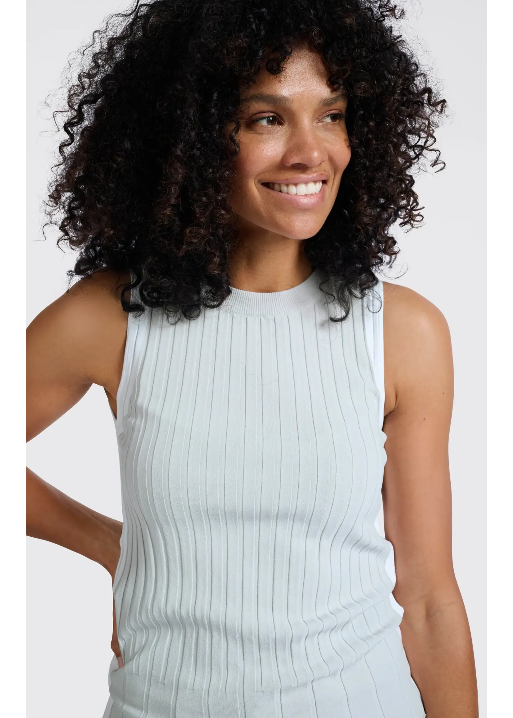 YAYA YAYA - Rib Knitted Tanktop With Contrast Detail