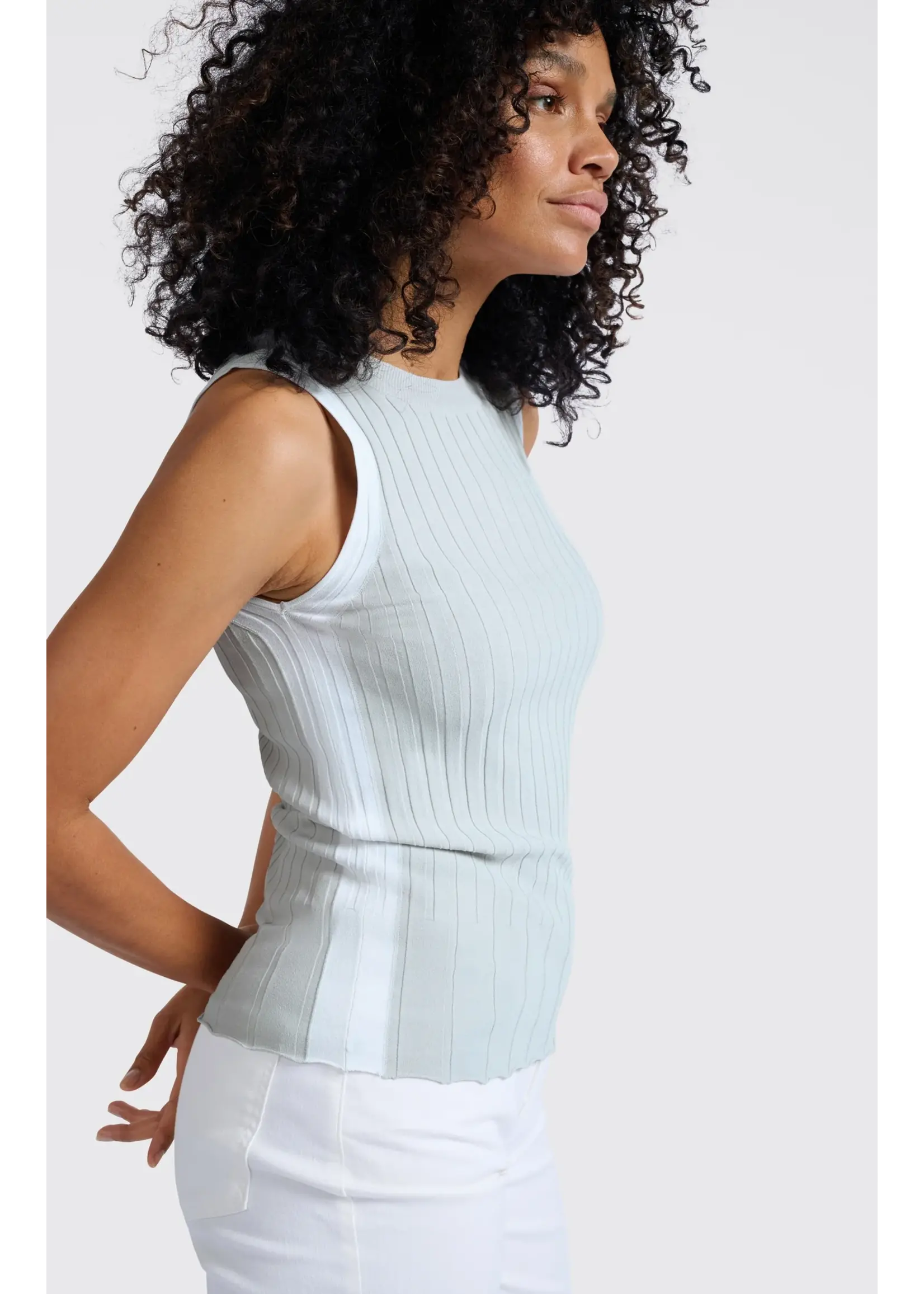 YAYA YAYA - Rib Knitted Tanktop With Contrast Detail