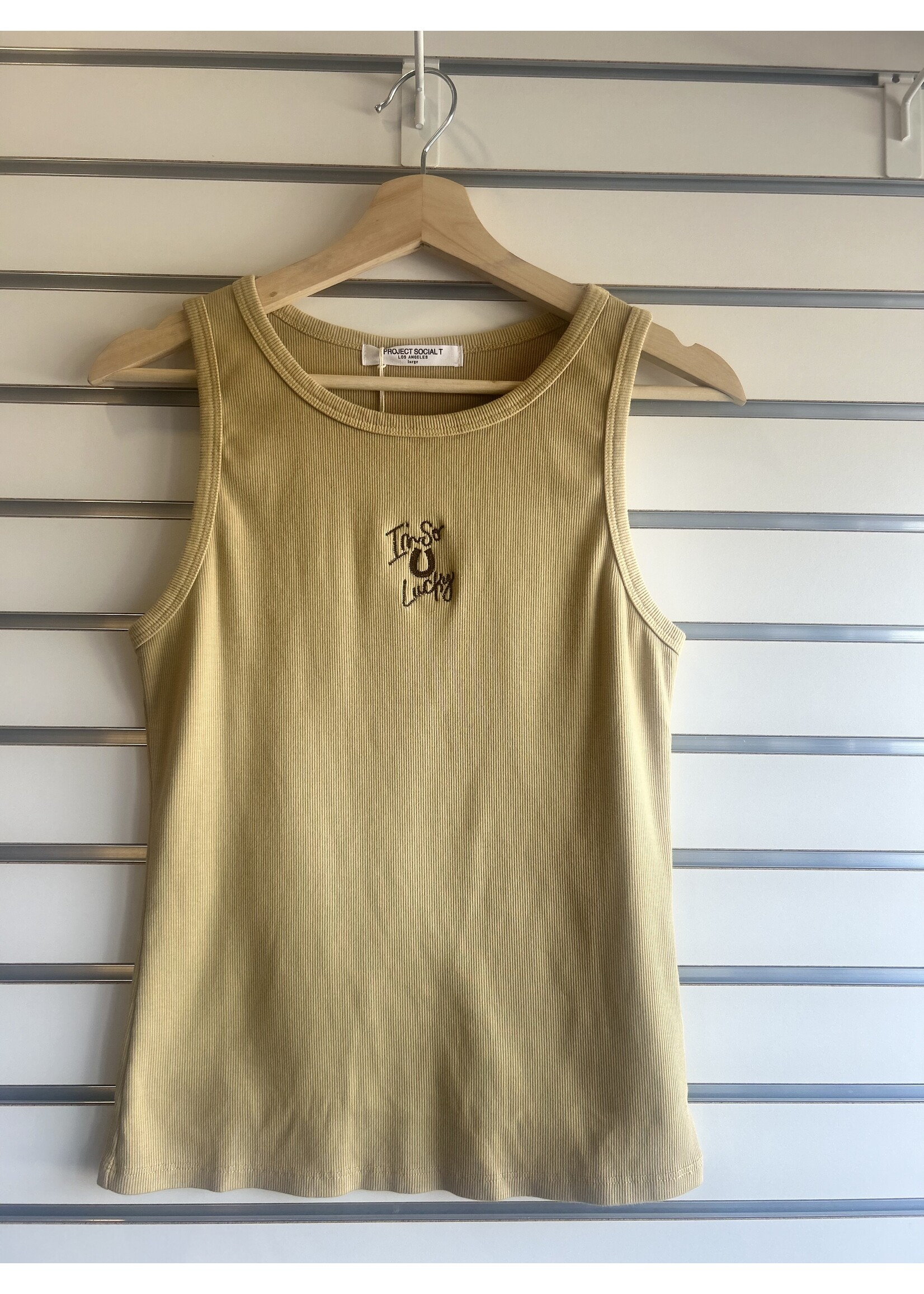 Project Social T Project Social T - I'm So Lucky Embroidered Tank