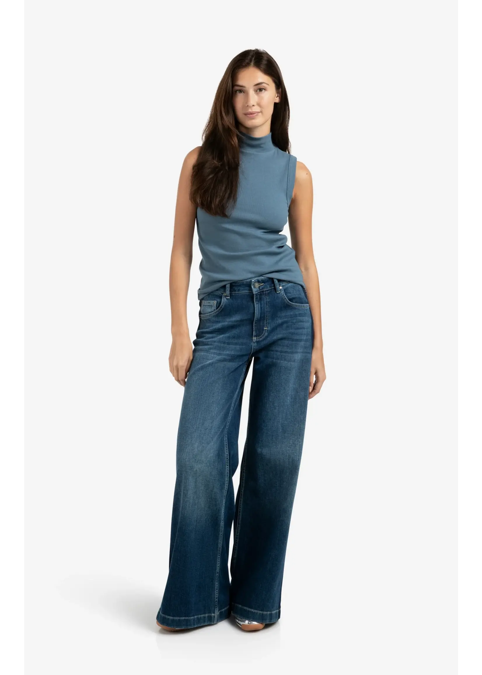YAYA Yaya - High Waist Wide Denim w tape