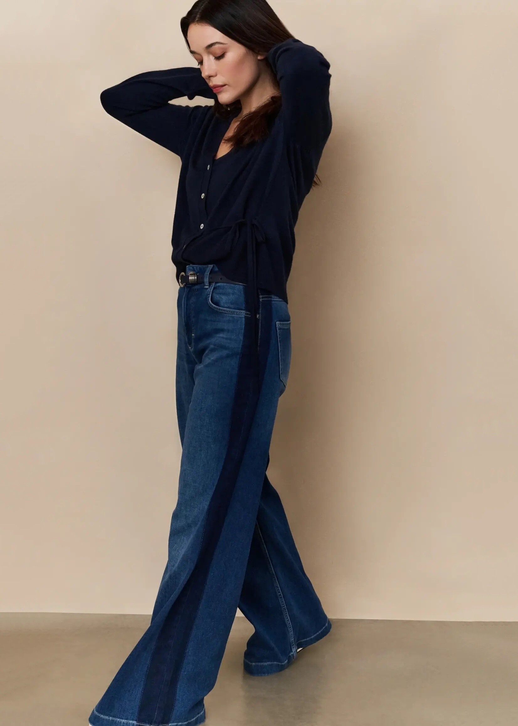 YAYA Yaya - High Waist Wide Denim w tape