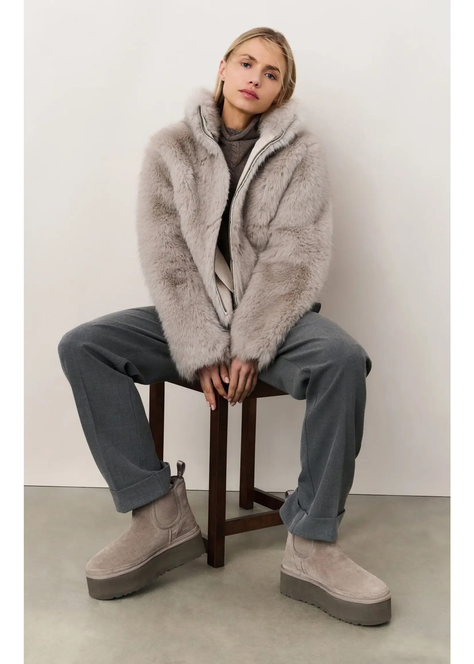 YAYA Yaya - Cable High Neck Sleeveless Sweater