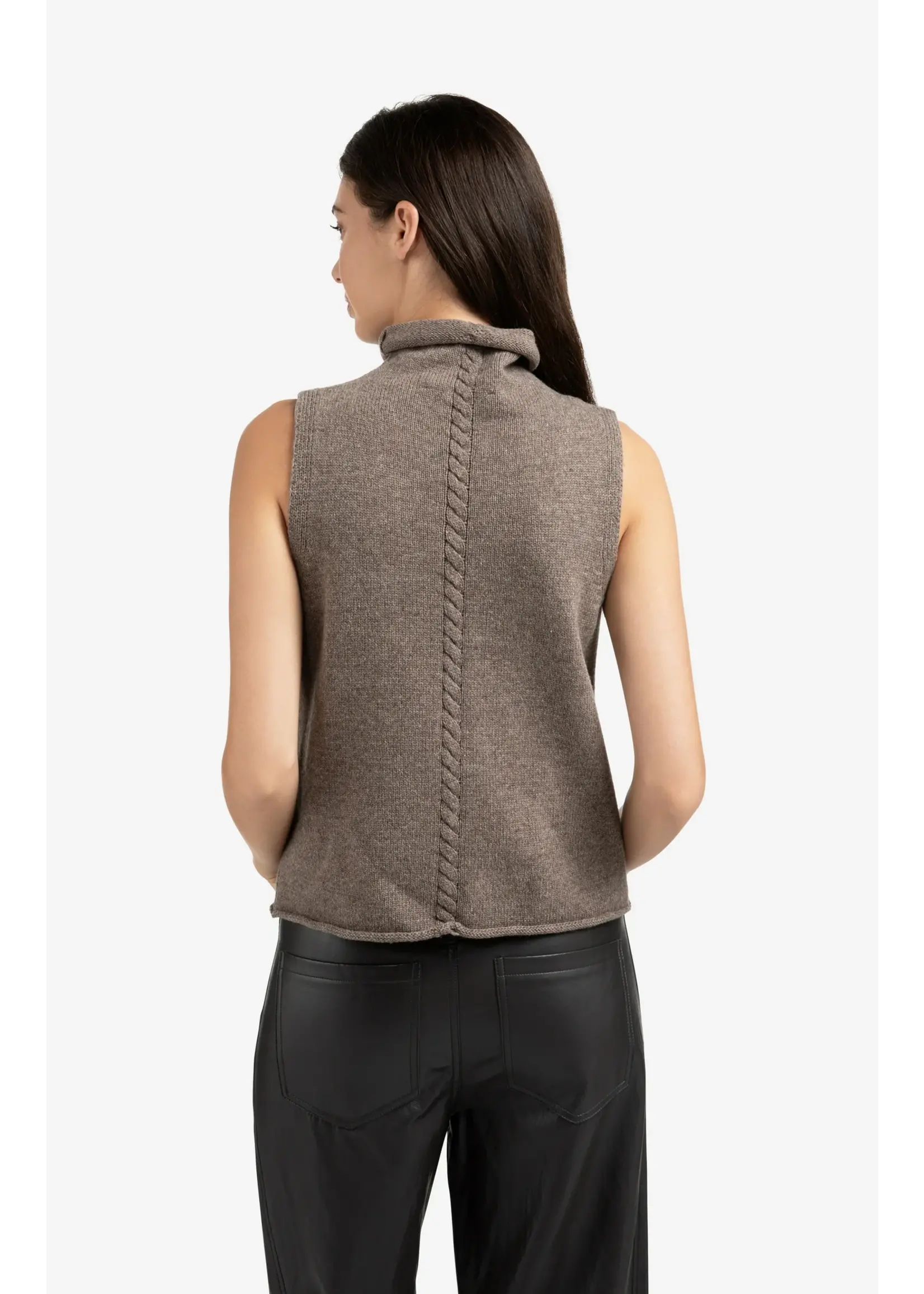 YAYA Yaya - Cable High Neck Sleeveless Sweater