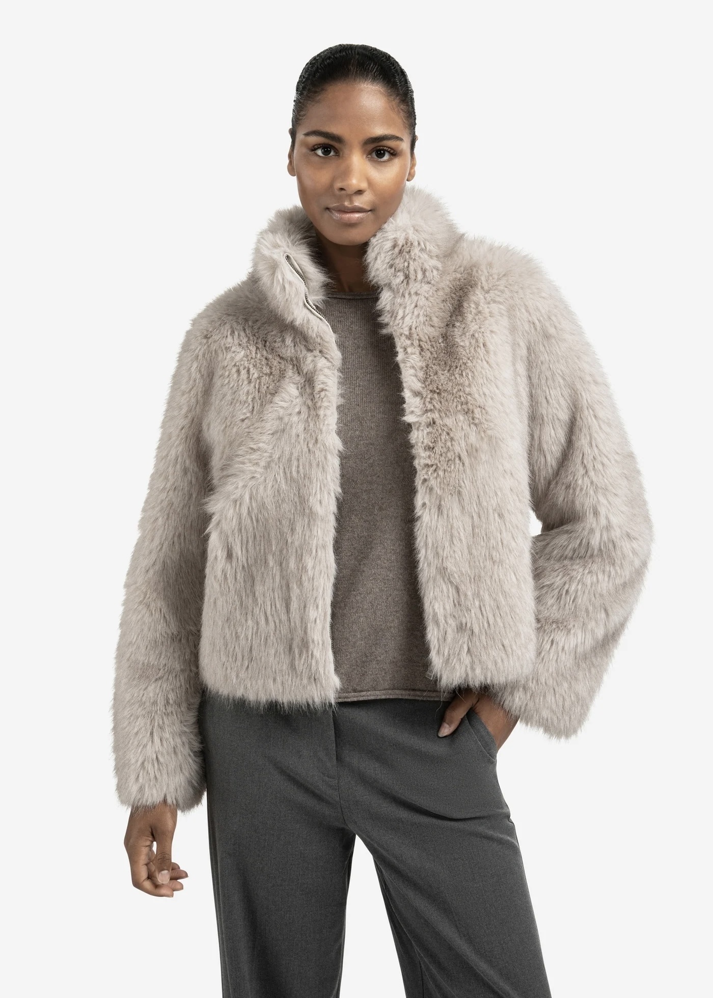 Yaya - Faux Fur Jacket - MonAmie Boutique