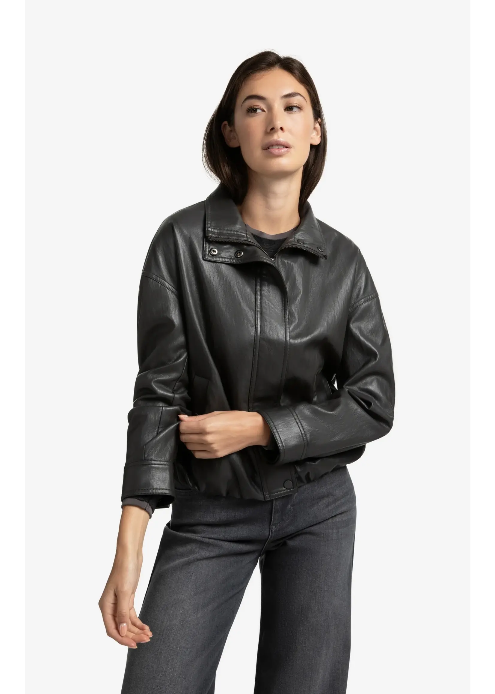 YAYA Yaya - Faux Leather Jacket With Elastic Hem