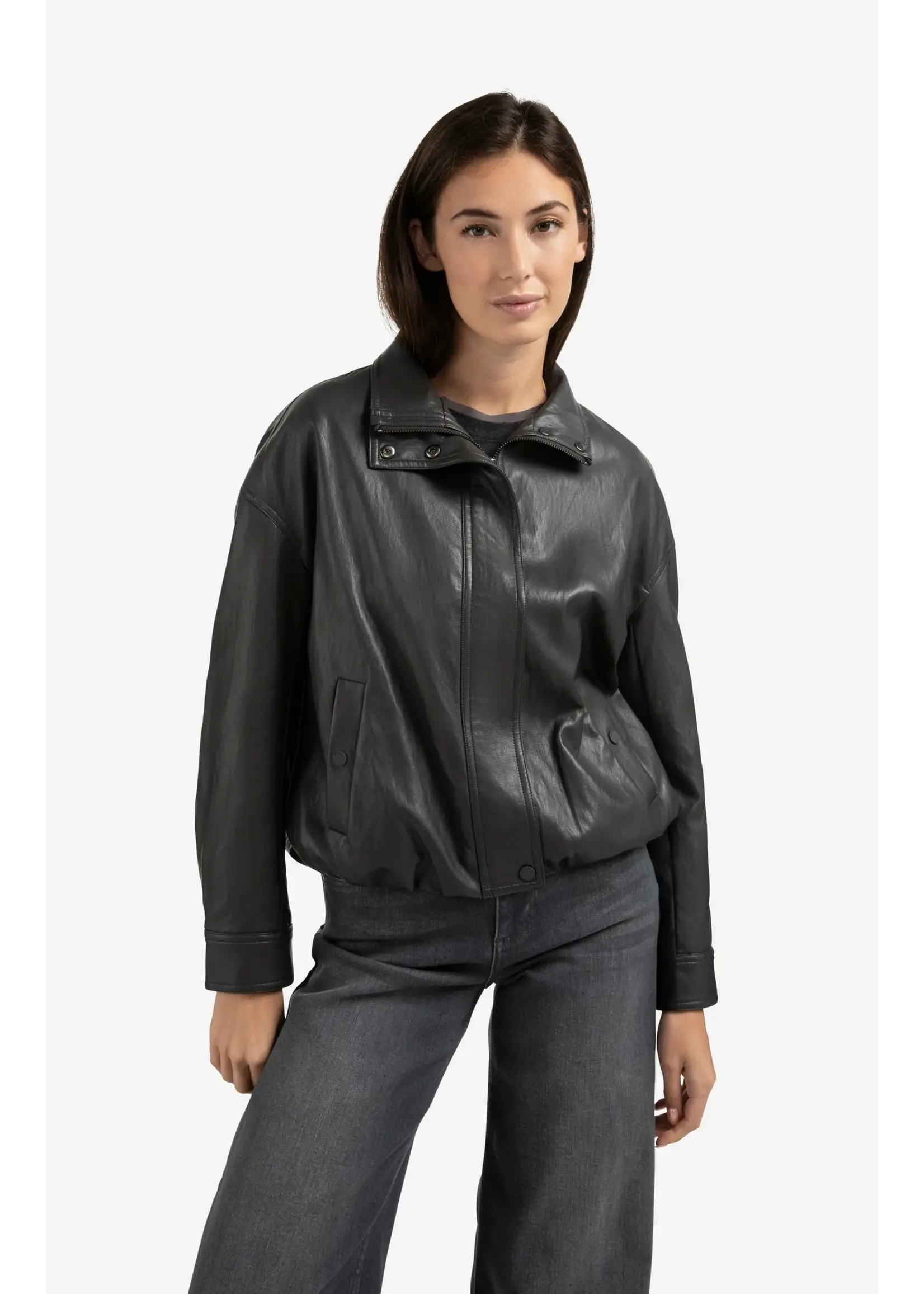 YAYA Yaya - Faux Leather Jacket With Elastic Hem