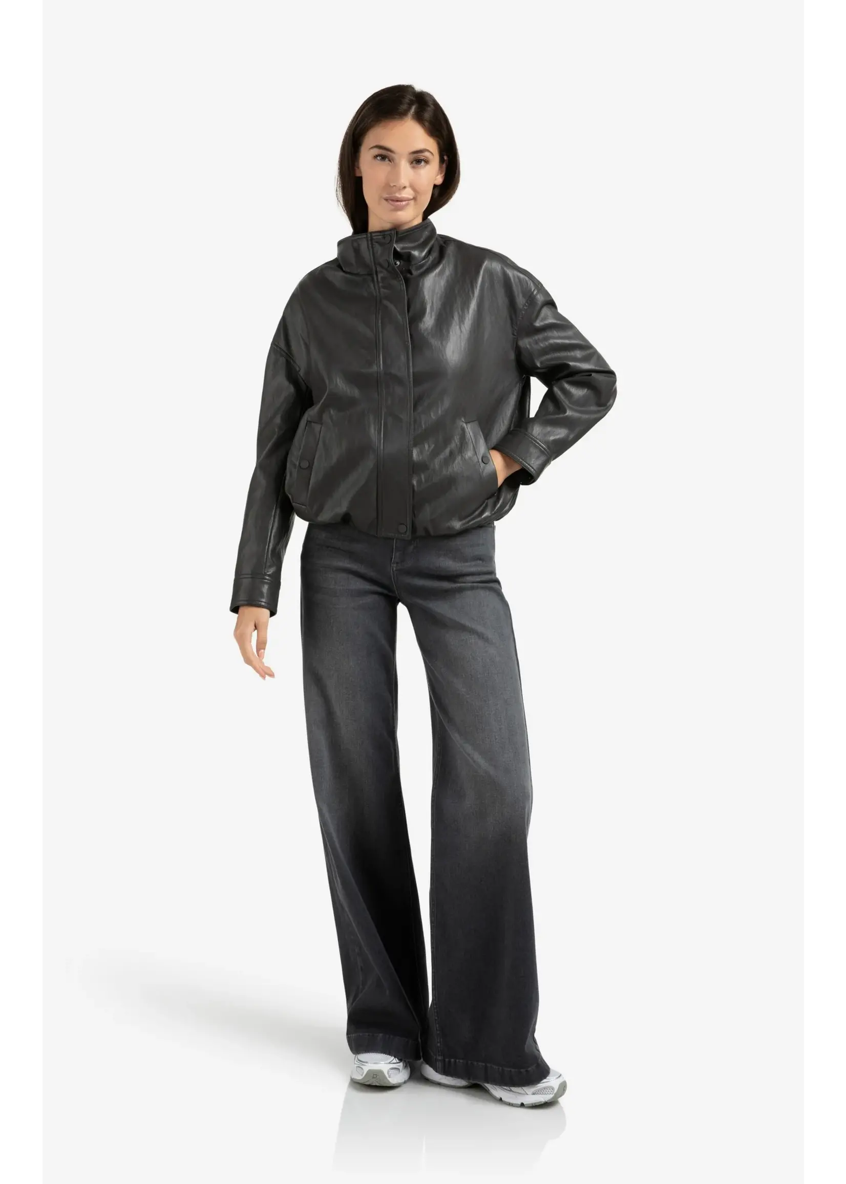 YAYA Yaya - Faux Leather Jacket With Elastic Hem