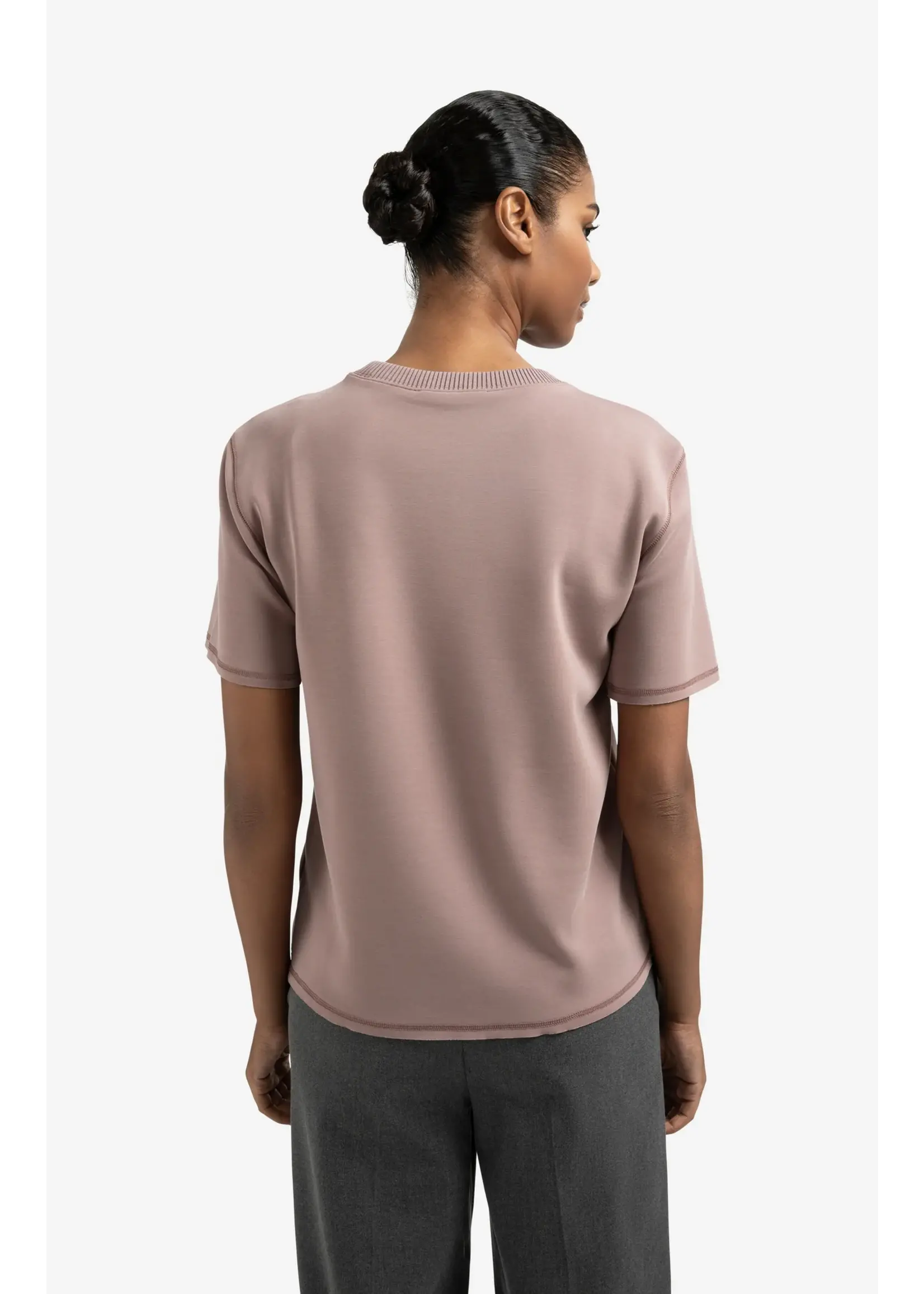 YAYA Yaya - Short Sleeve Sweatshirt With Ribbed Neckline