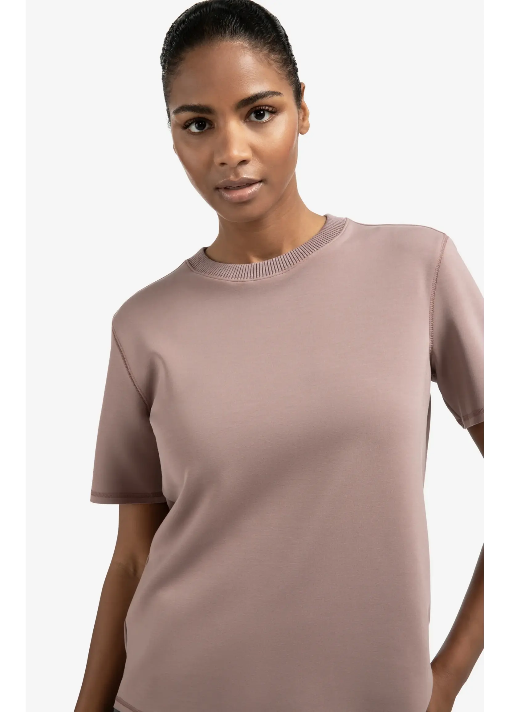 YAYA Yaya - Short Sleeve Sweatshirt With Ribbed Neckline