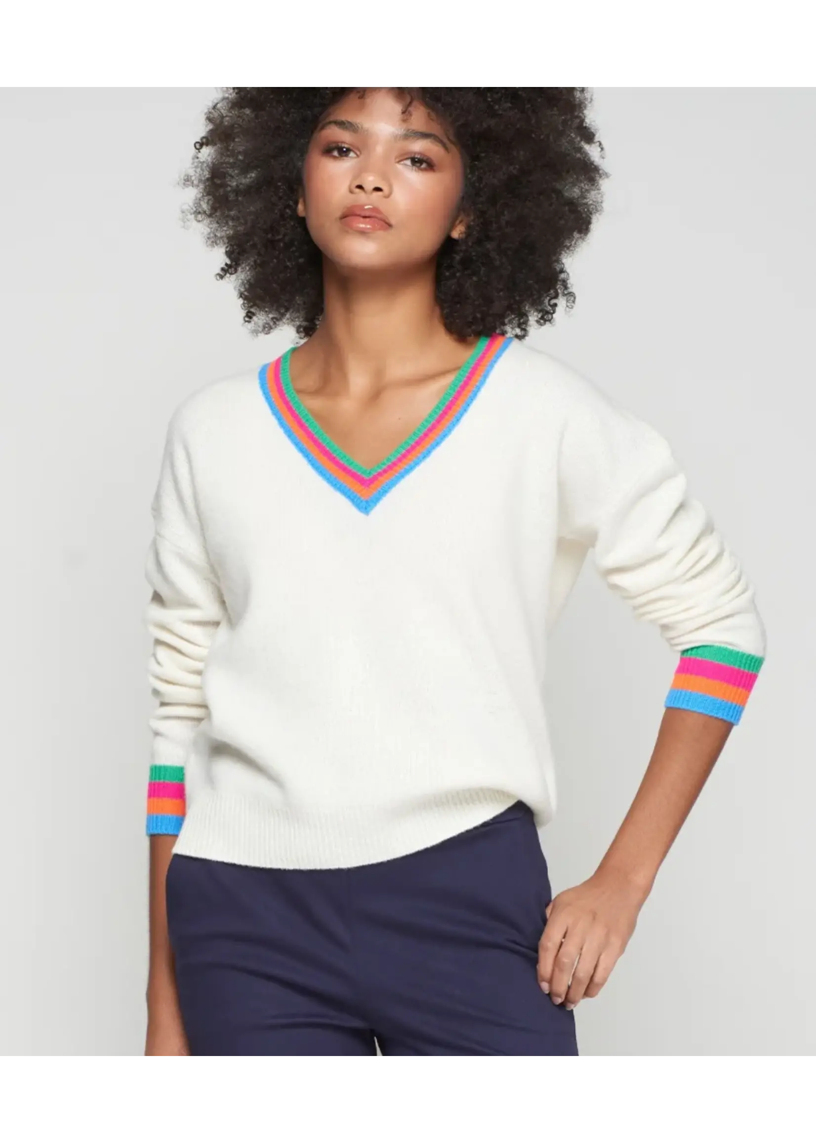 vilagallo Vilagallo - V-neck Ecru Sweater