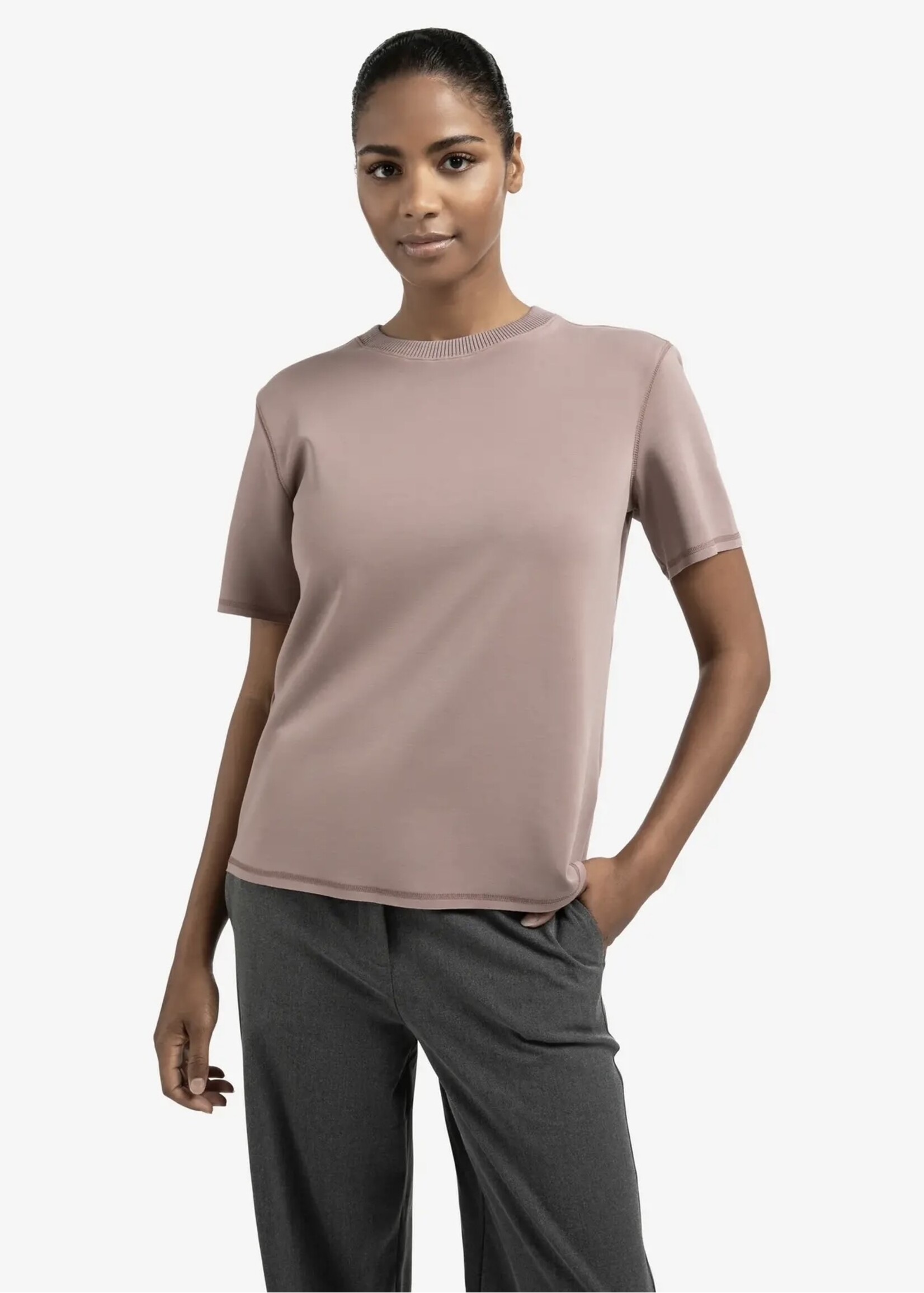 YAYA Yaya - Short Sleeve Sweatshirt With Ribbed Neckline