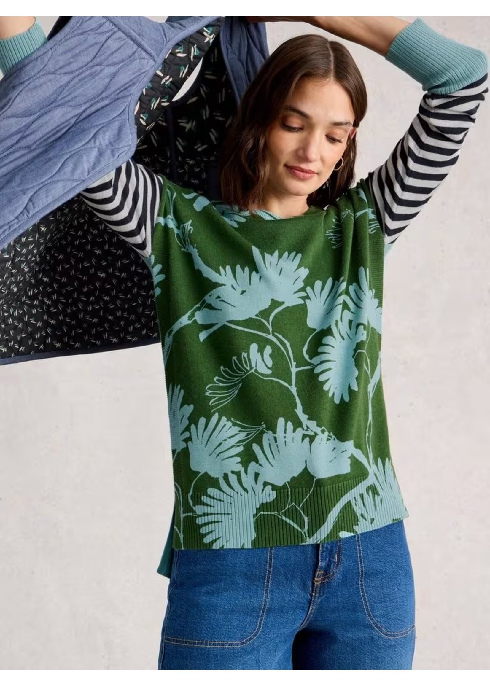 White Stuff Femme White Stuff - Olive Print Jumper