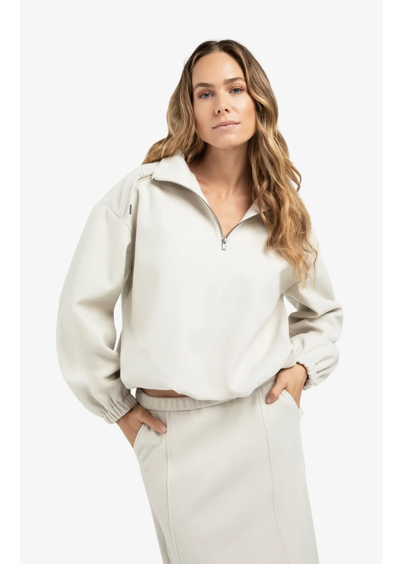 YAYA Yaya - Balloon Sweatshirt with zipper collar
