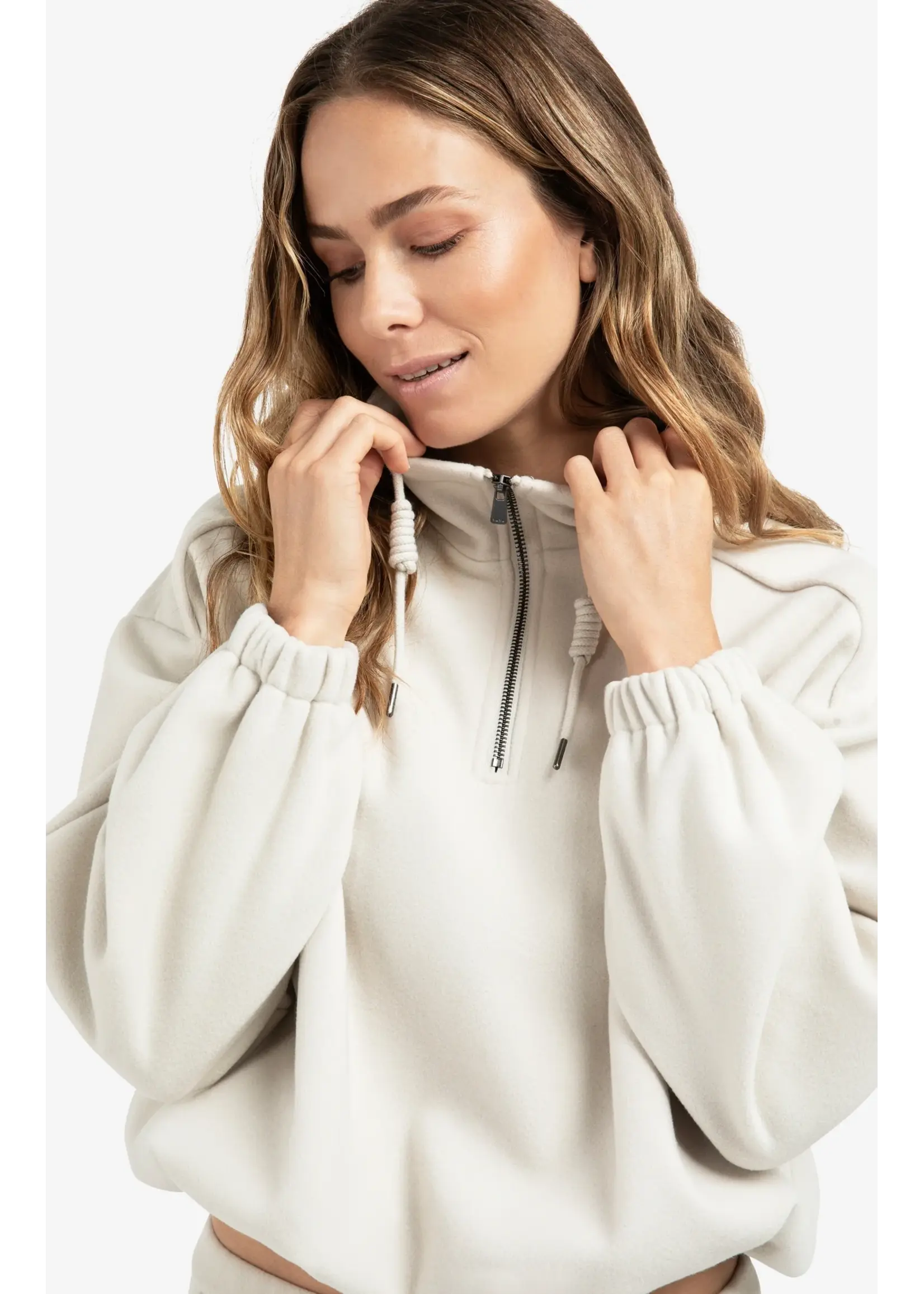 YAYA Yaya - Balloon Sweatshirt with zipper collar