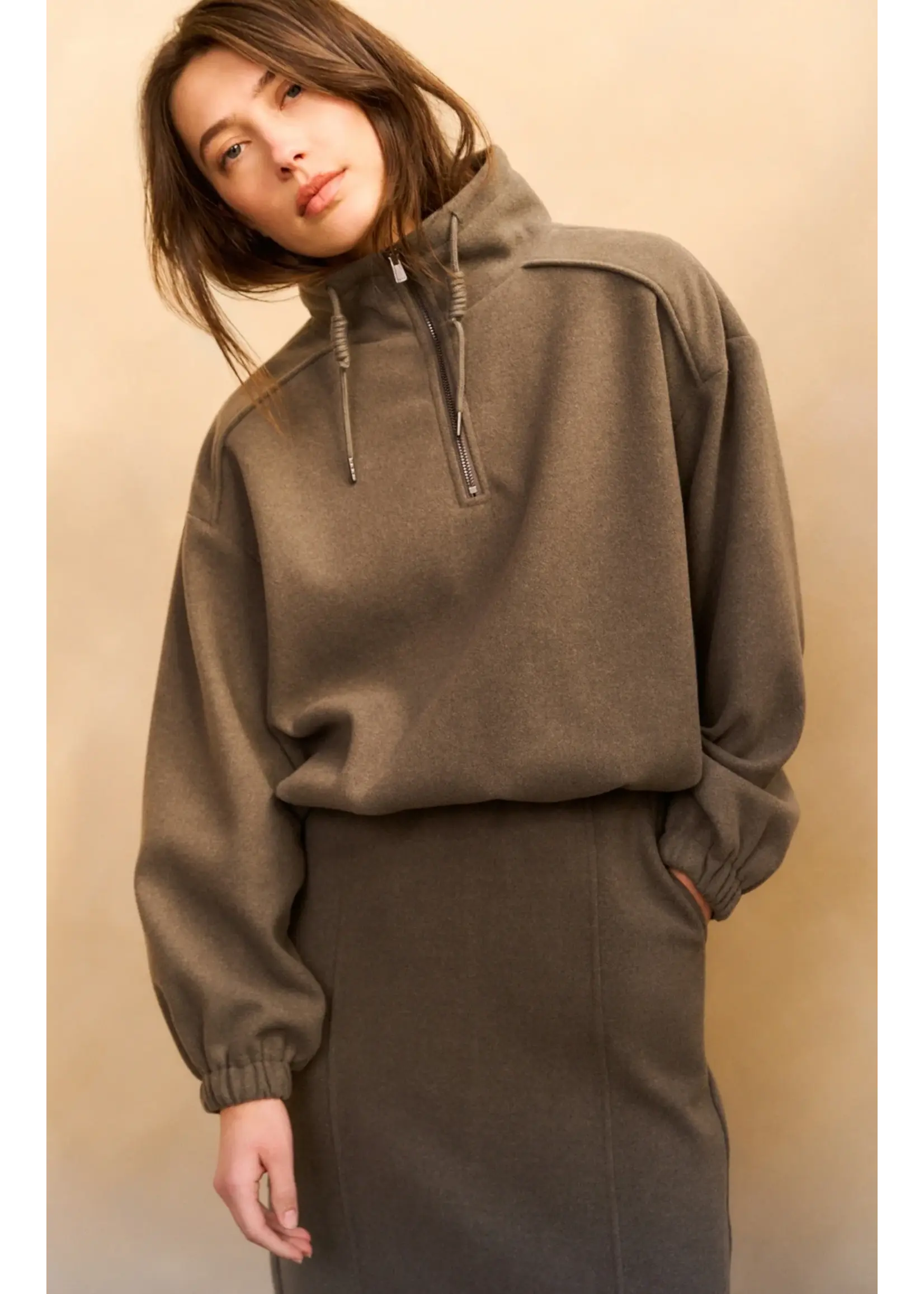 YAYA Yaya - Balloon Sweatshirt with zipper collar