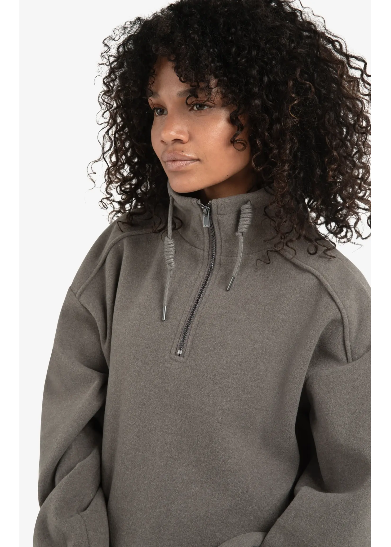 YAYA Yaya - Balloon Sweatshirt with zipper collar