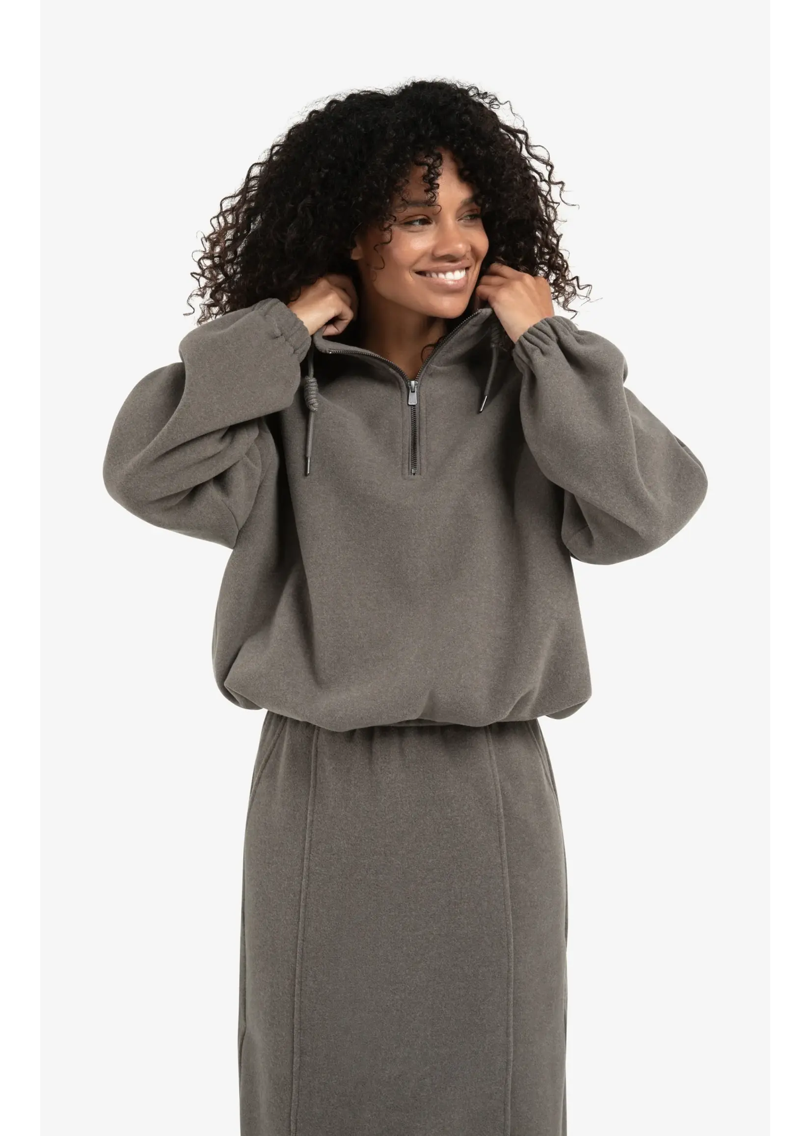 YAYA Yaya - Balloon Sweatshirt with zipper collar