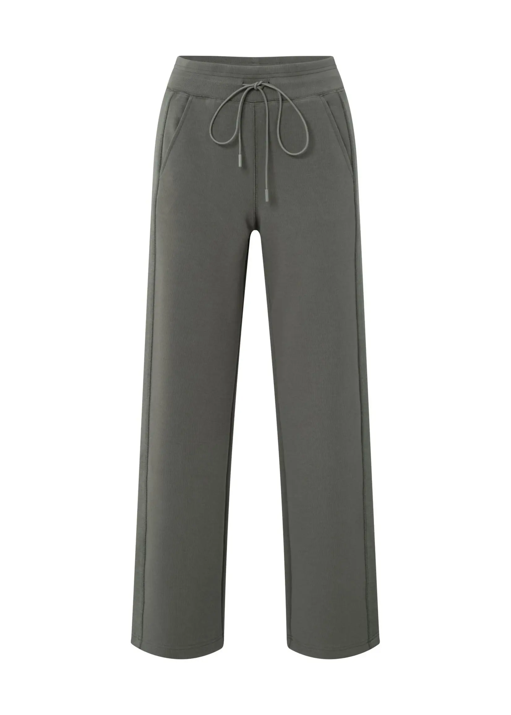 YAYA Yaya - Jerse ribbed wide leg trousers with flatlocks
