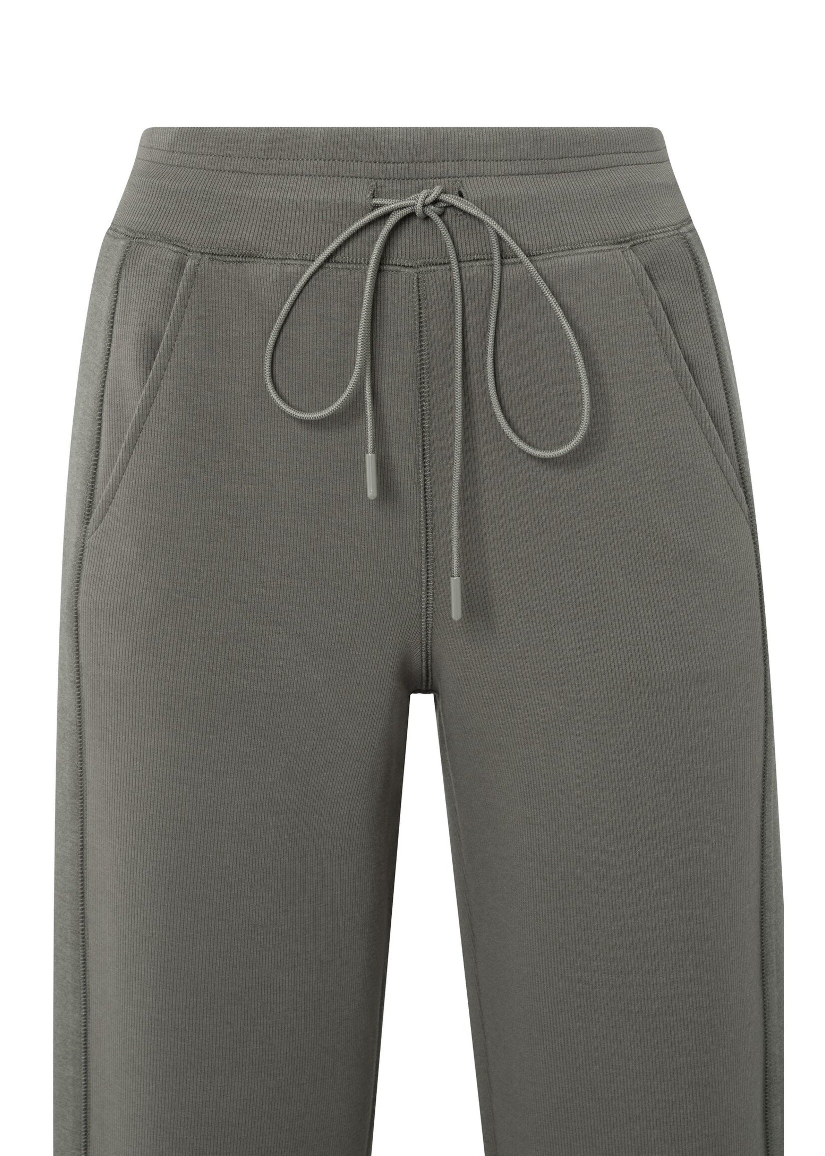 YAYA Yaya - Jerse ribbed wide leg trousers with flatlocks