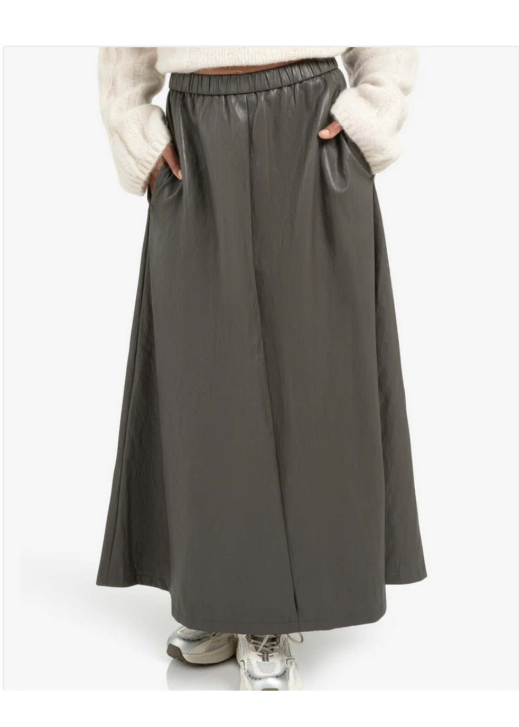 YAYA Yaya - Faux Leather Aline midi skirt with pockets