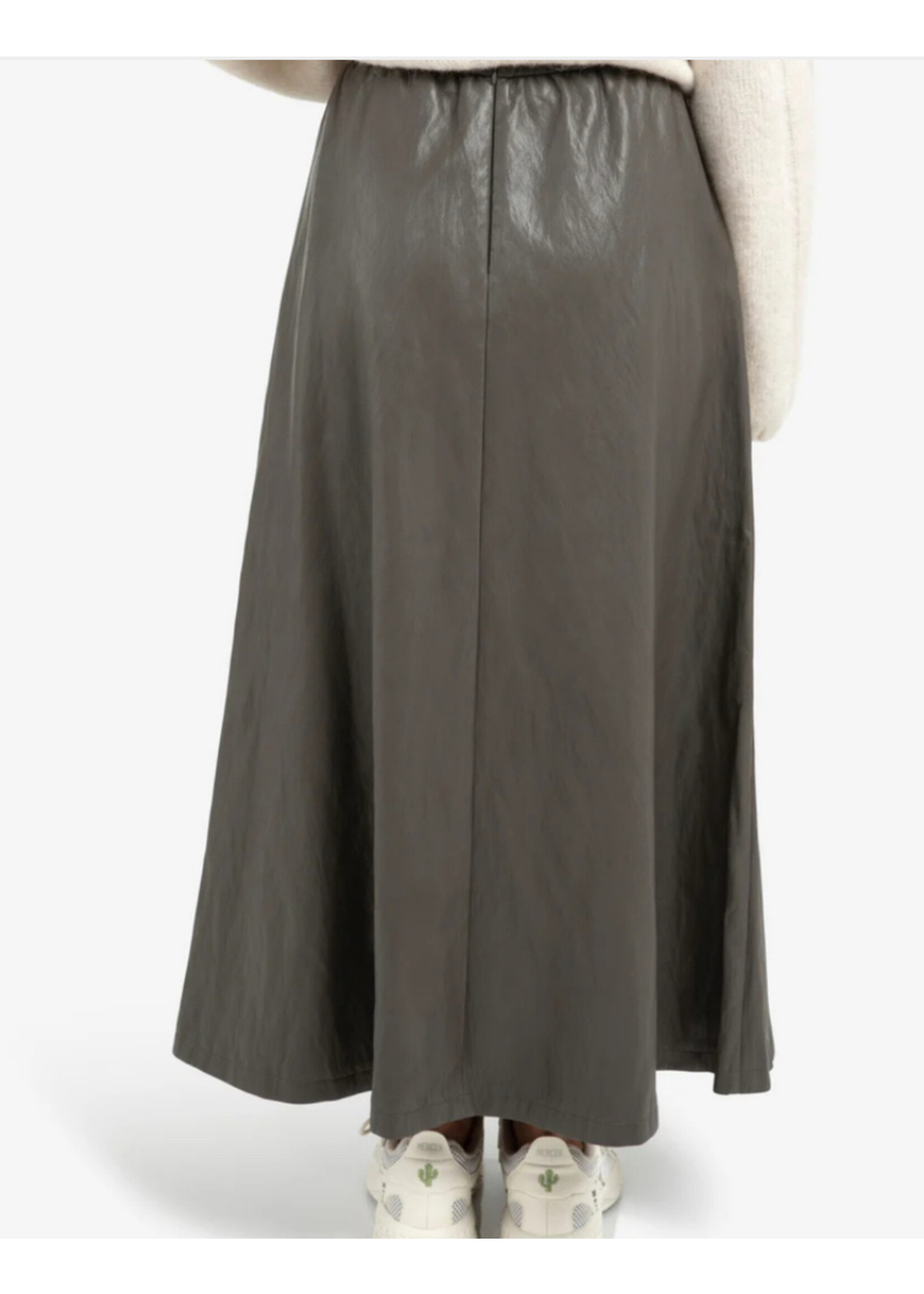 YAYA Yaya - Faux Leather Aline midi skirt with pockets