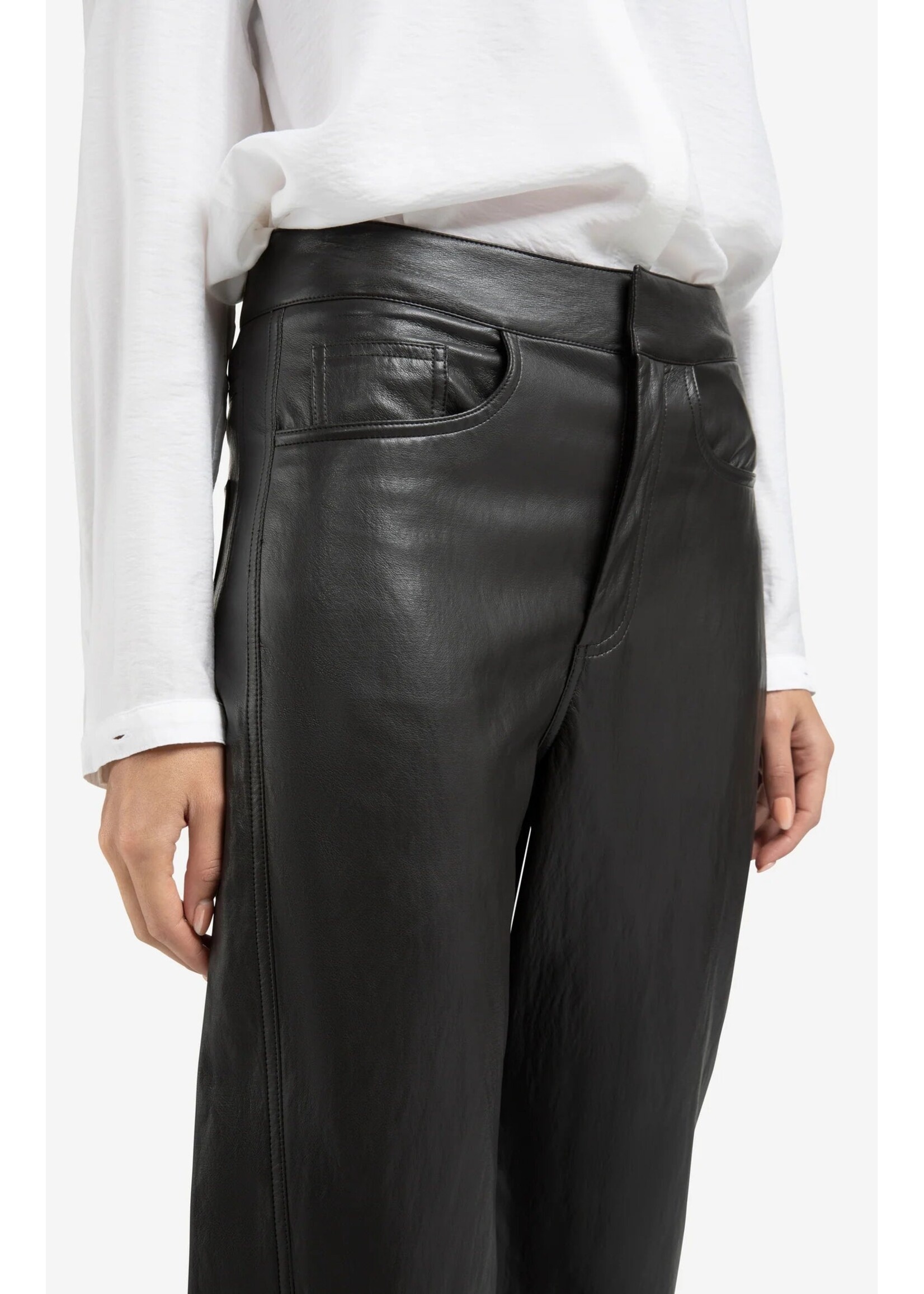 YAYA Yaya - Faux Leather Trousers With Seam Details