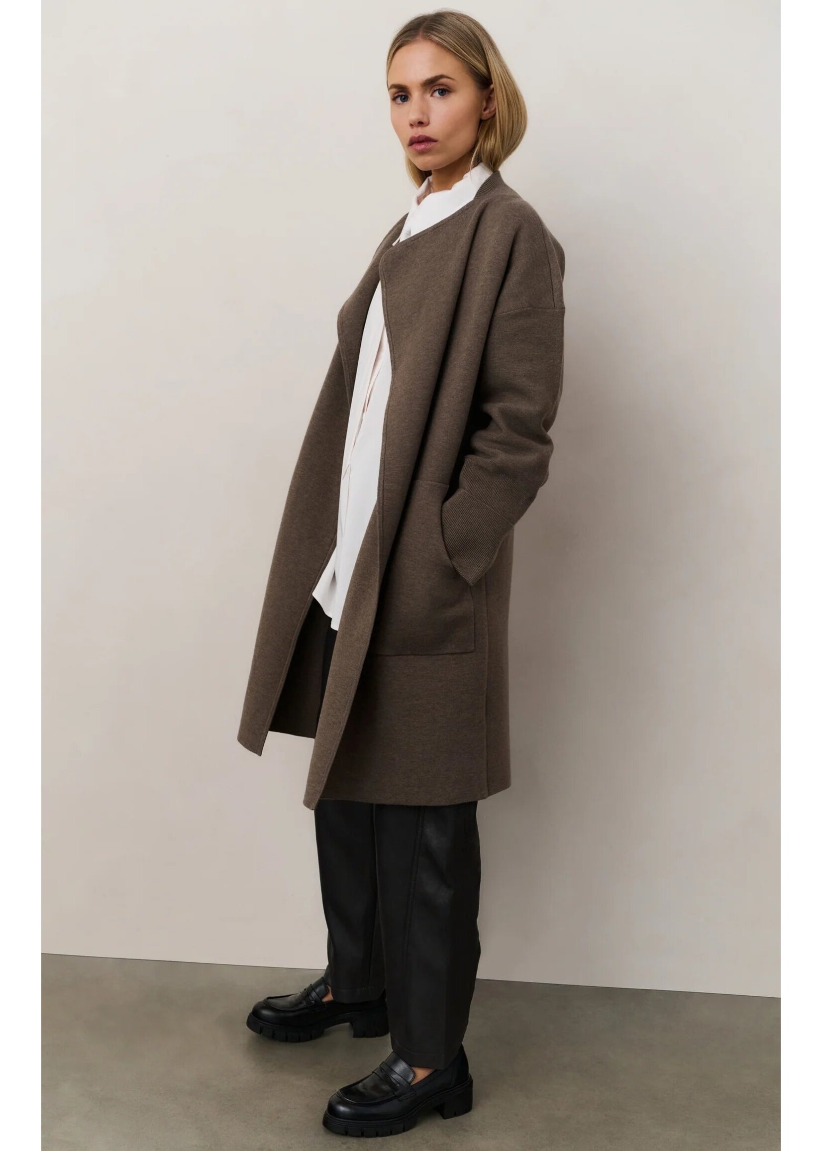 YAYA Yaya - Faux Leather Trousers With Seam Details