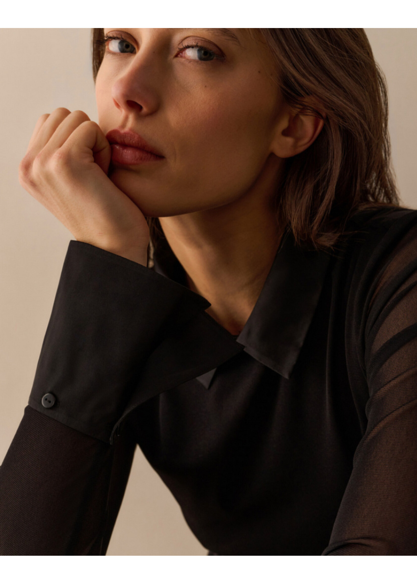 YAYA YAYA - Mesh Top With Removable Cuffs And Collar