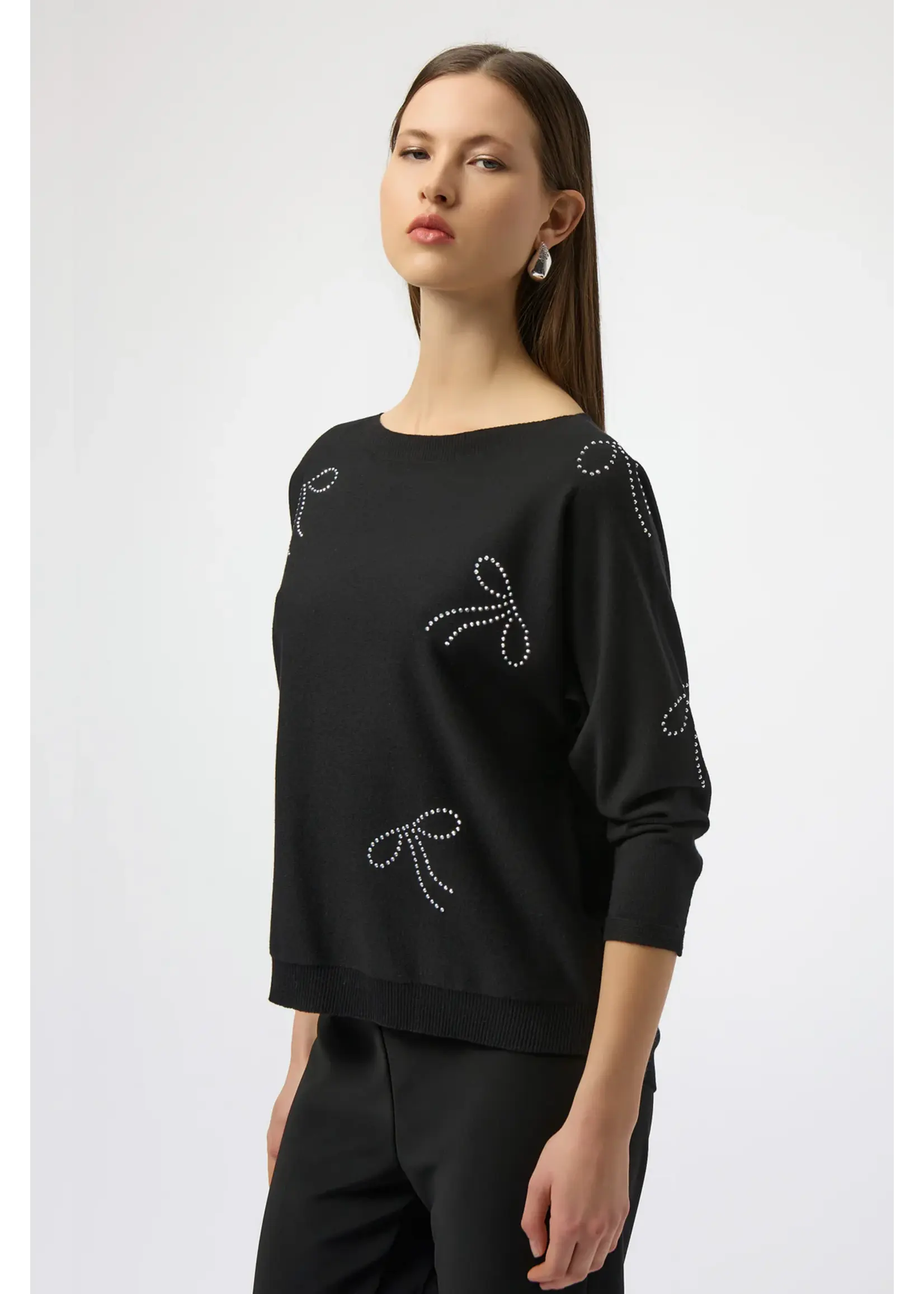 Joseph Ribkoff Joseph Ribkoff - Jewel Embellished Boat Neck Pullover Style 254950