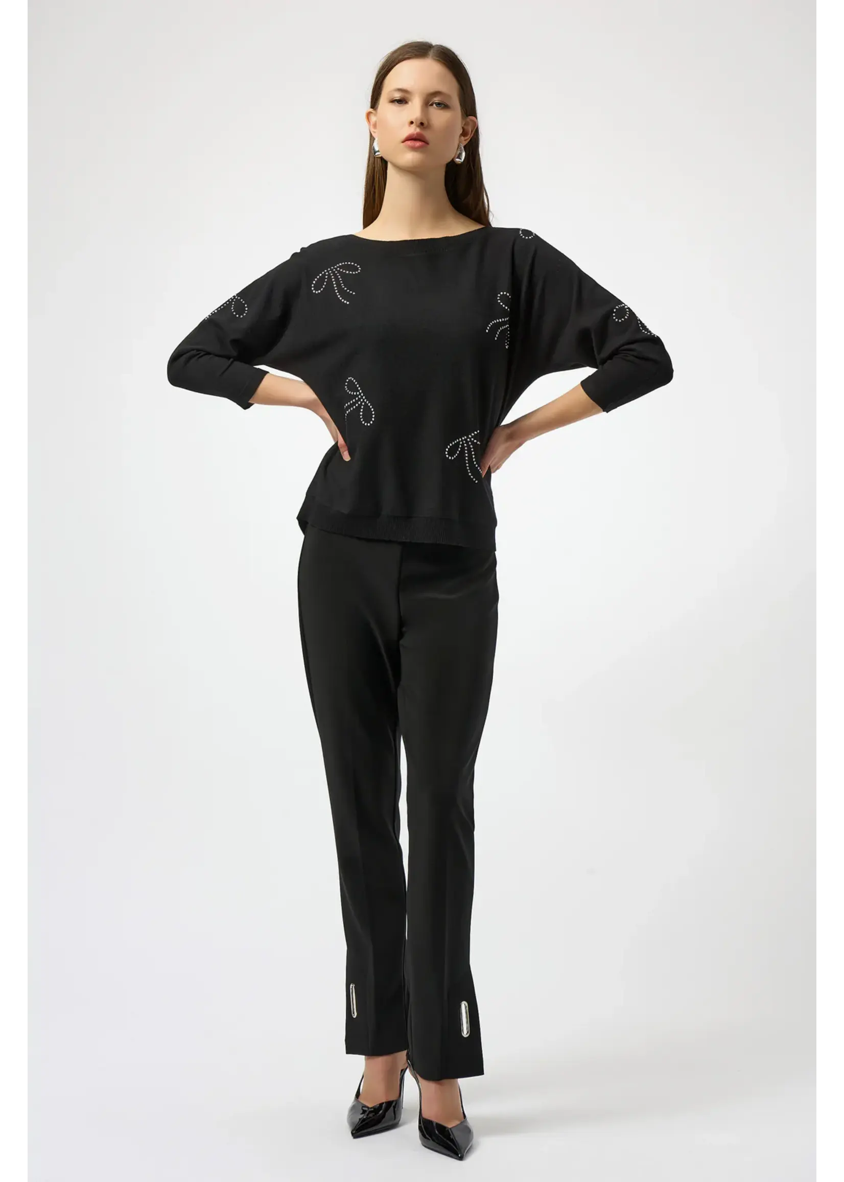 Joseph Ribkoff Joseph Ribkoff - Jewel Embellished Boat Neck Pullover Style 254950