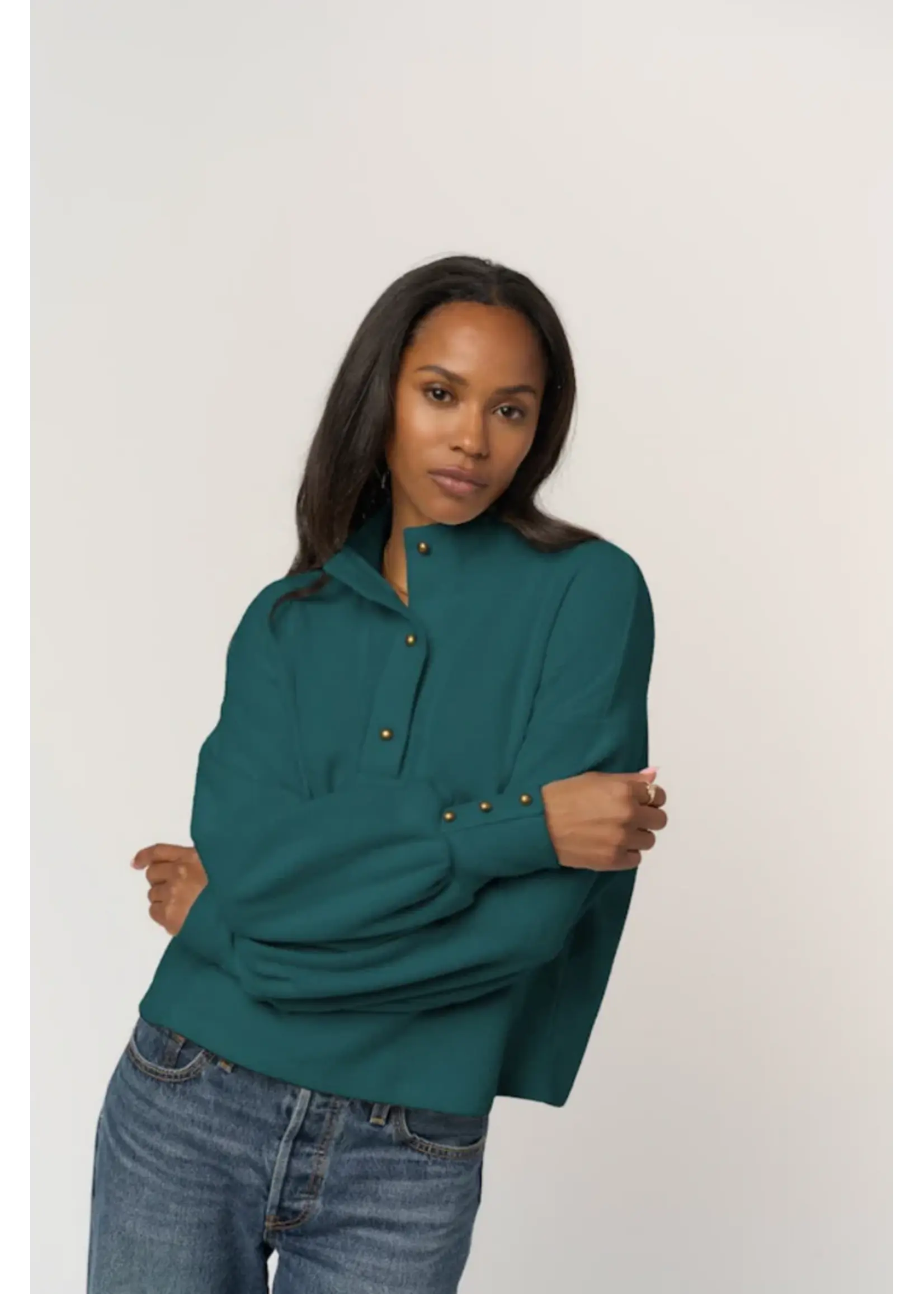 Project Social T Project Social T - Damas Multi Button Cozy Mock Neck