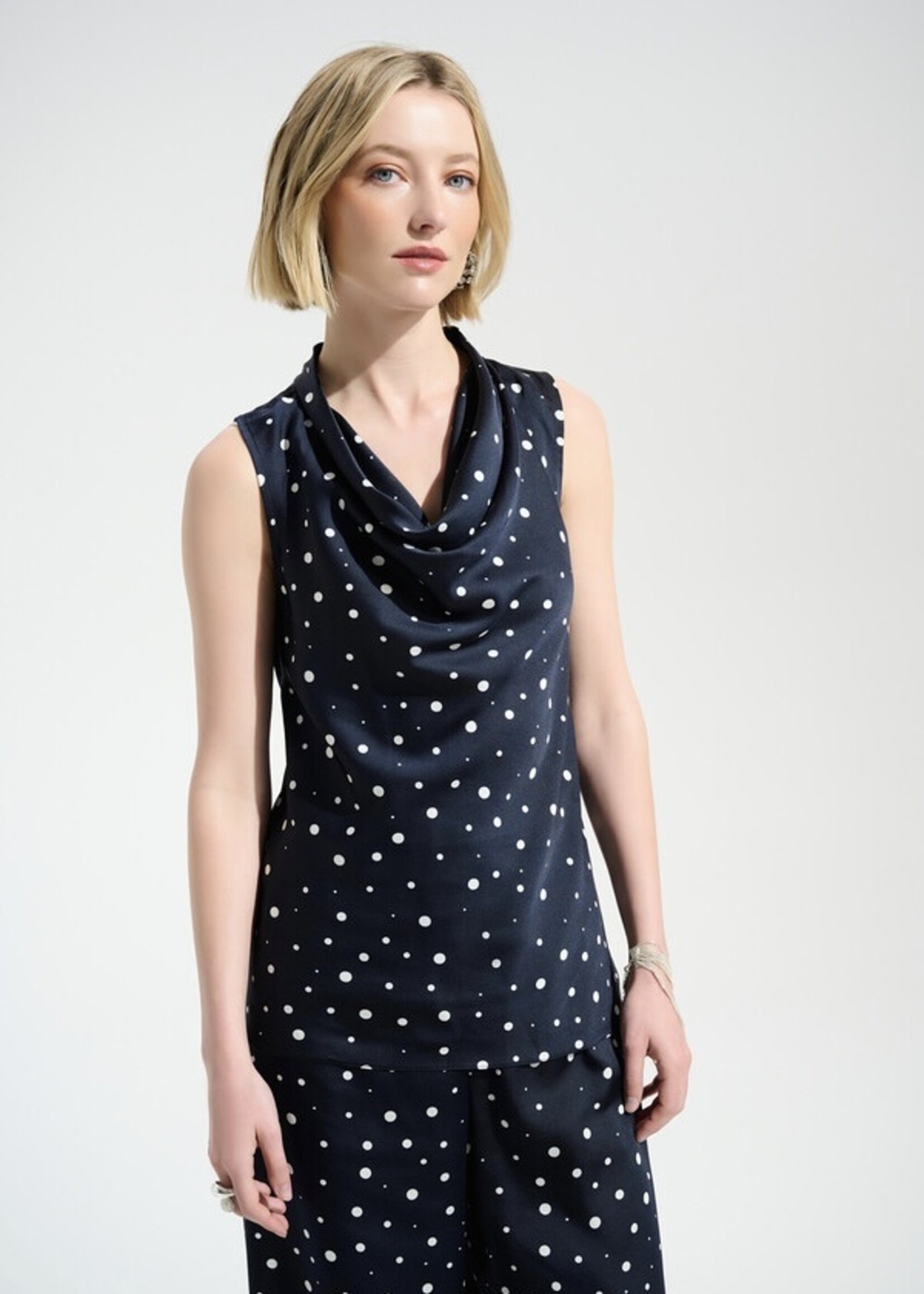 Joseph Ribkoff Joseph Ribkoff - Cowl Neck Polka Dot Pullover Style 261746