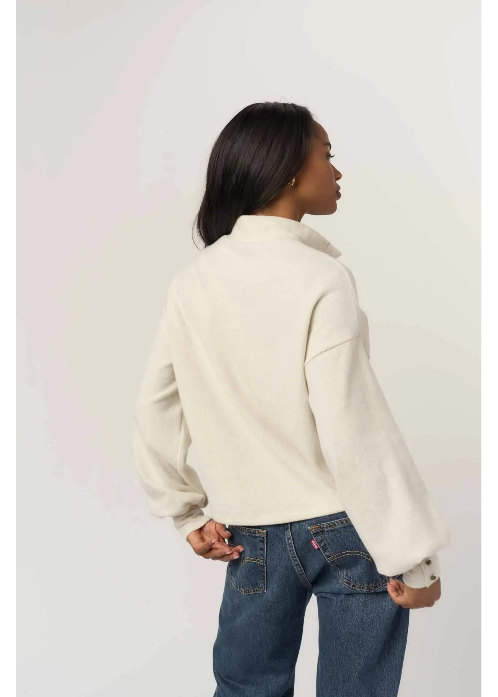 Project Social T Project Social T - Damas Multi Button Cozy Mock Neck