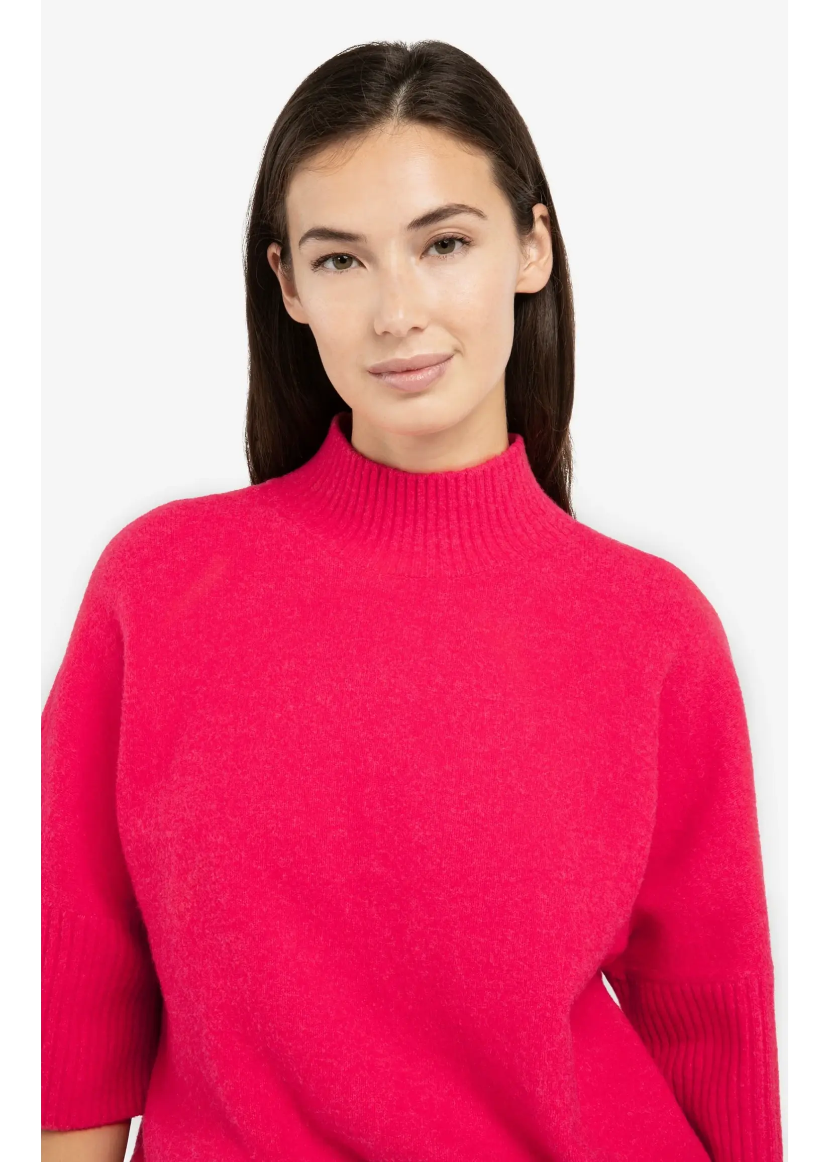 YAYA YAYA - Mock Neck And Ribbed Sleeves Sweater
