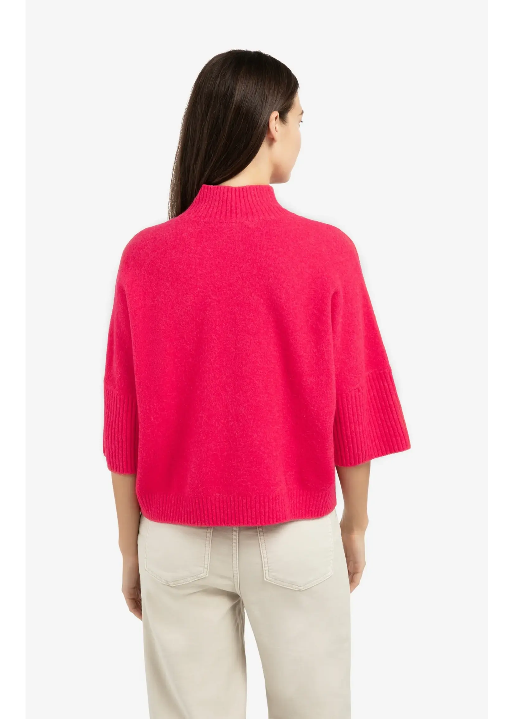 YAYA YAYA - Mock Neck And Ribbed Sleeves Sweater