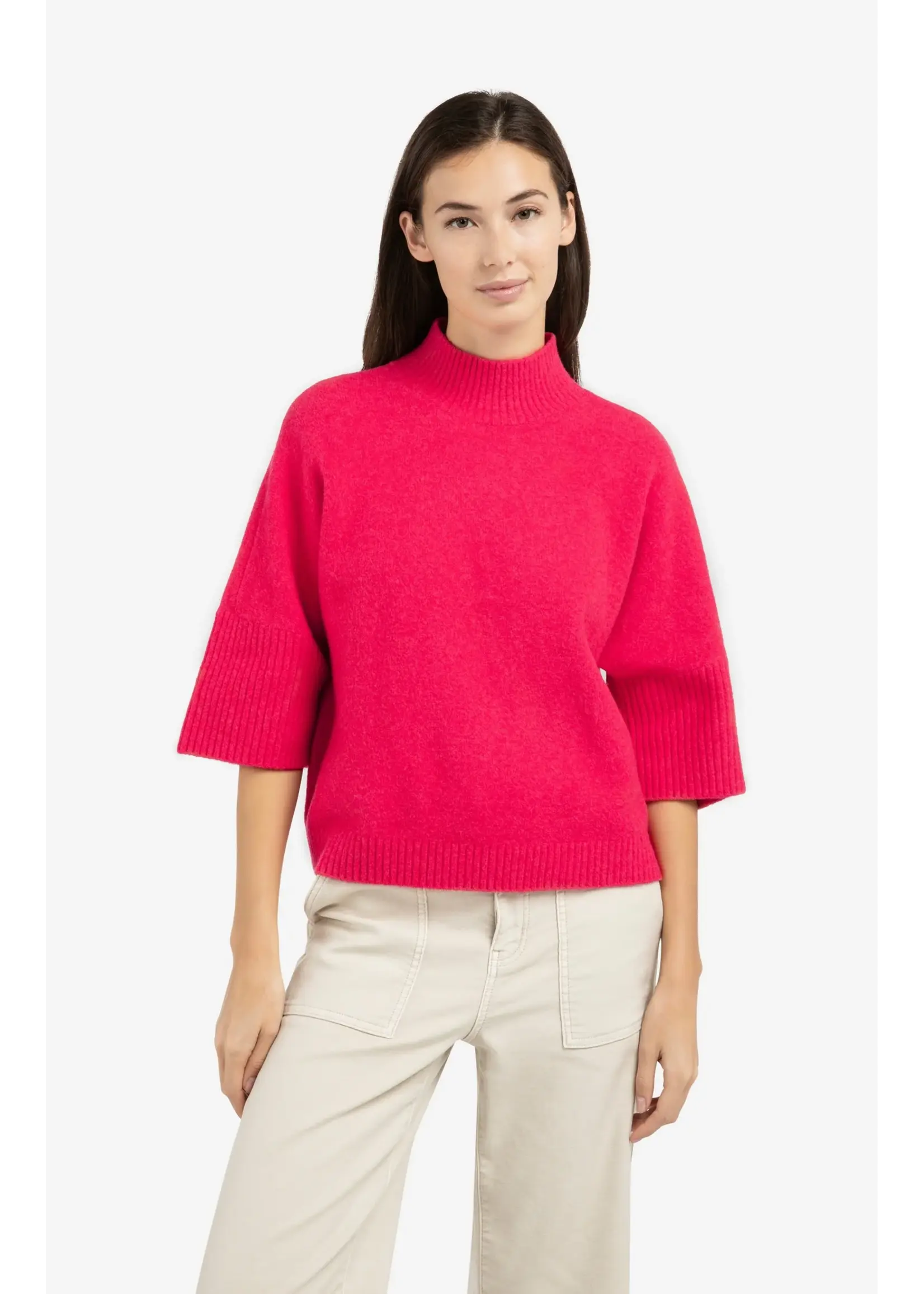 YAYA YAYA - Mock Neck And Ribbed Sleeves Sweater