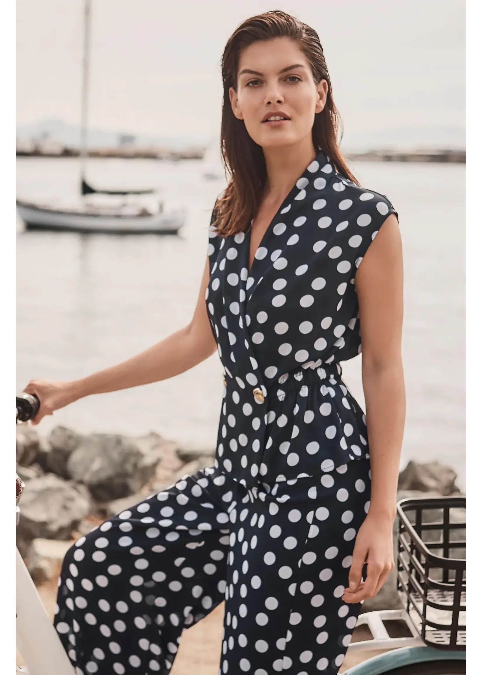 Joseph Ribkoff Joseph Ribkoff - Polka Dot V-Neck Top Style 261250