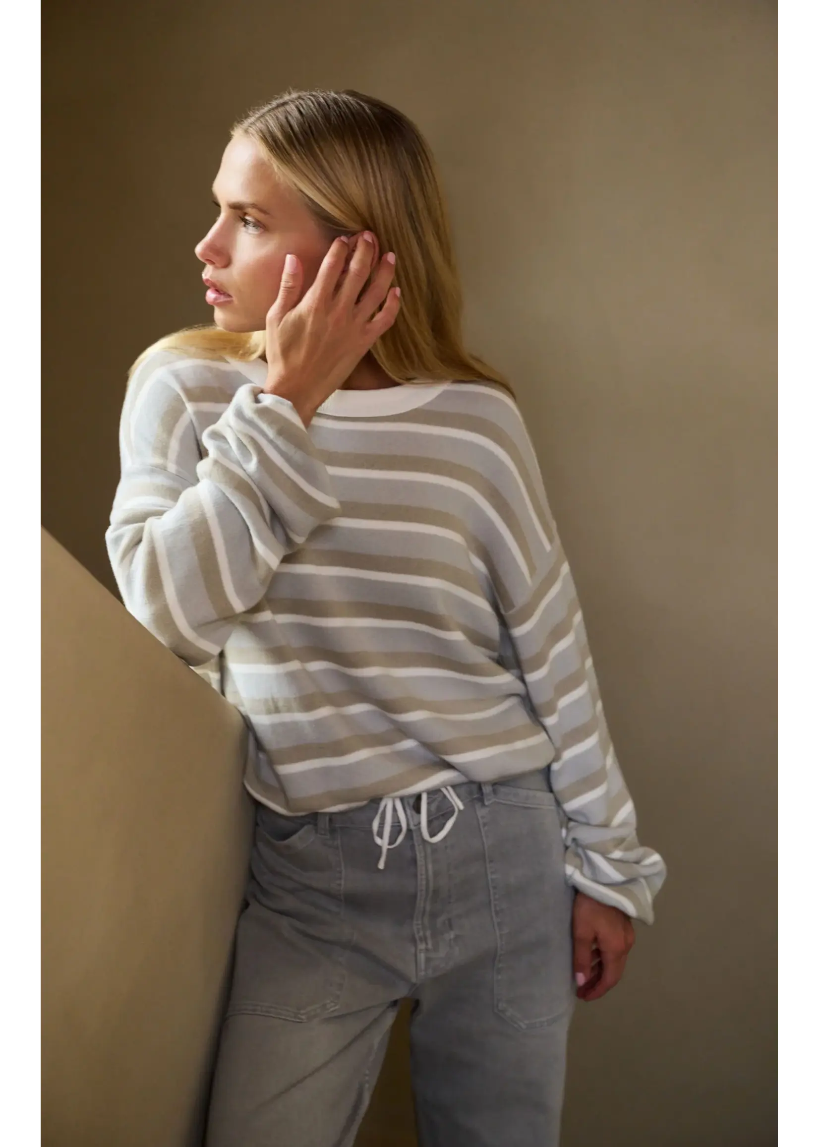 YAYA YAYA - Striped Sweater With Cord