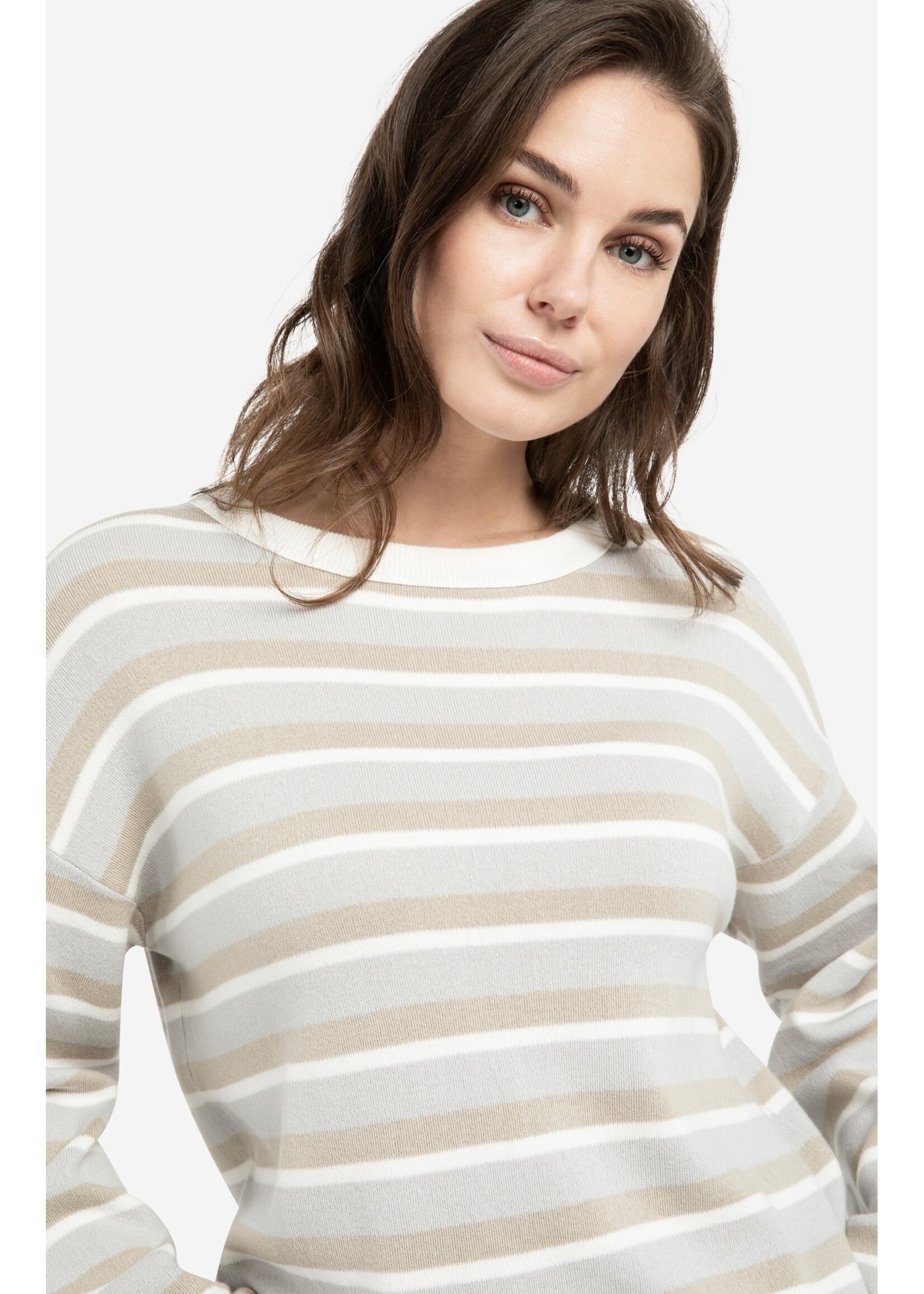 YAYA YAYA - Striped Sweater With Cord