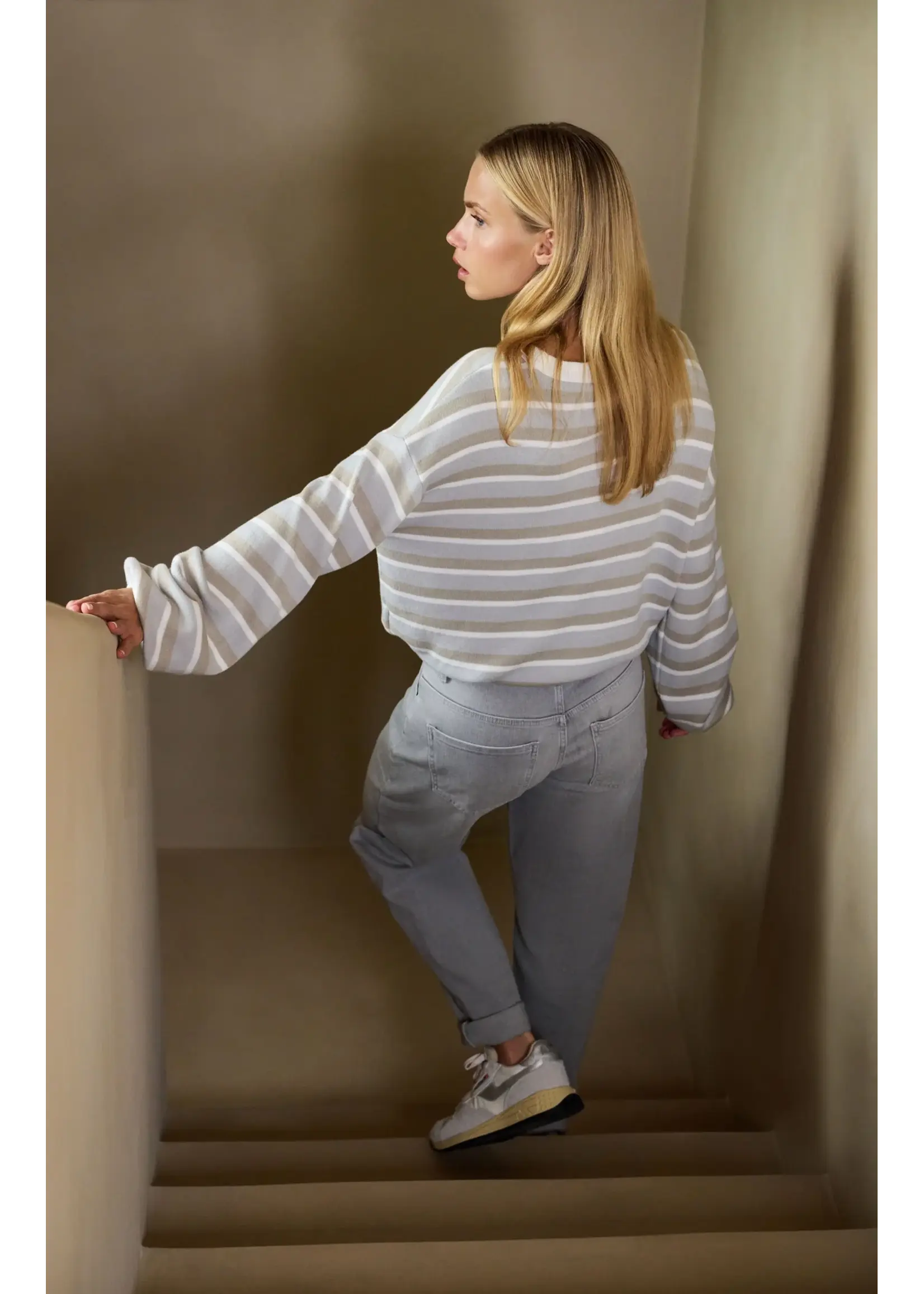 YAYA YAYA - Striped Sweater With Cord