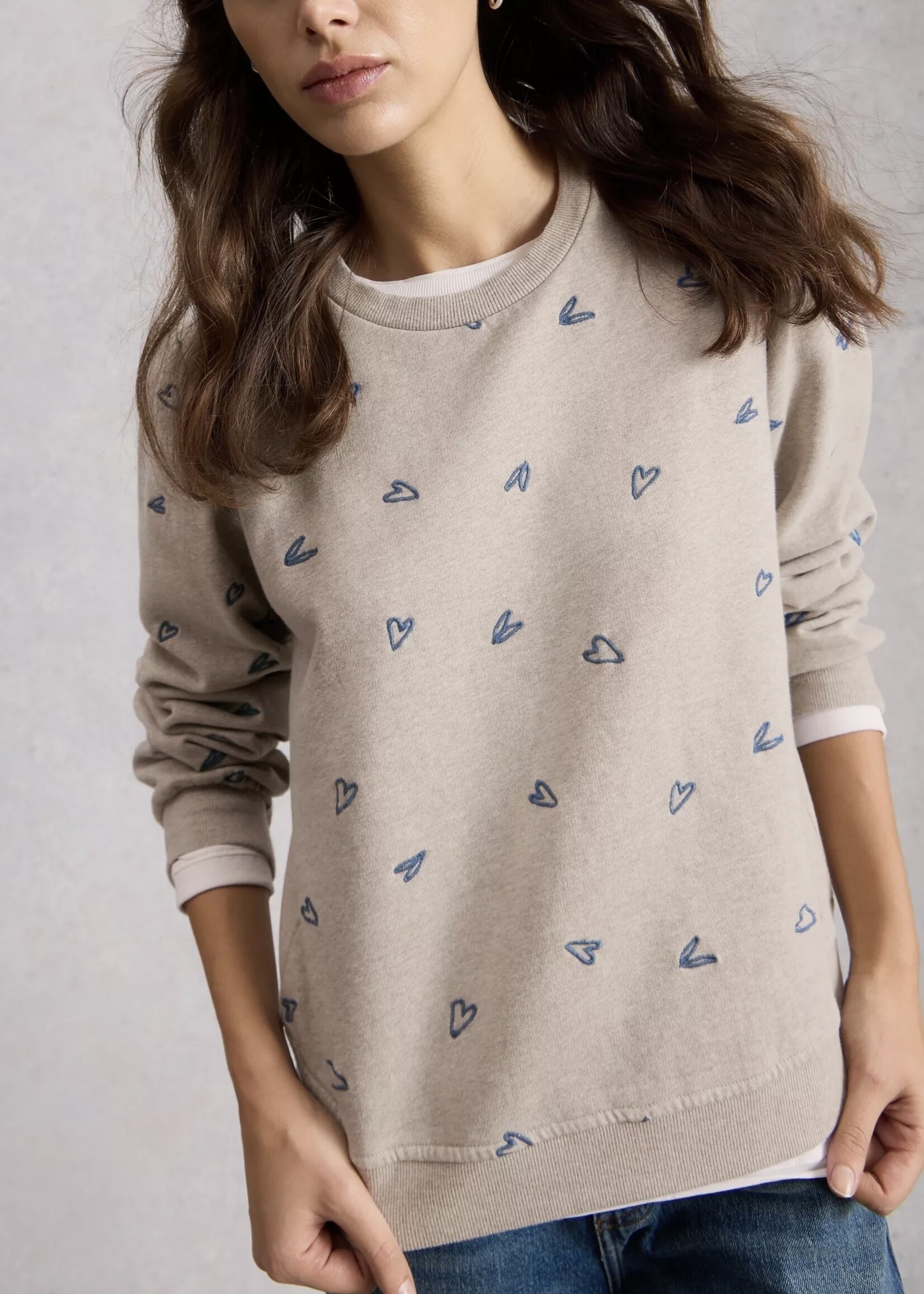 White Stuff Femme White Stuff - Heart Embroidered Sweater