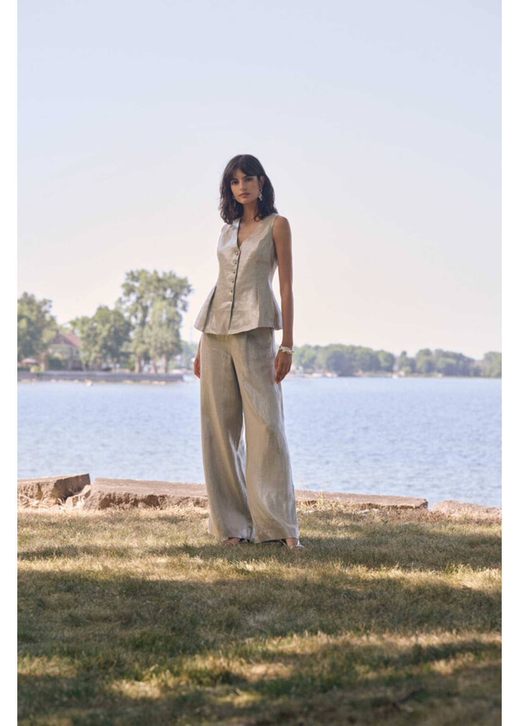 Joseph Ribkoff Joseph Ribkoff - Foiled Linen Wide Leg Pant Style 262947