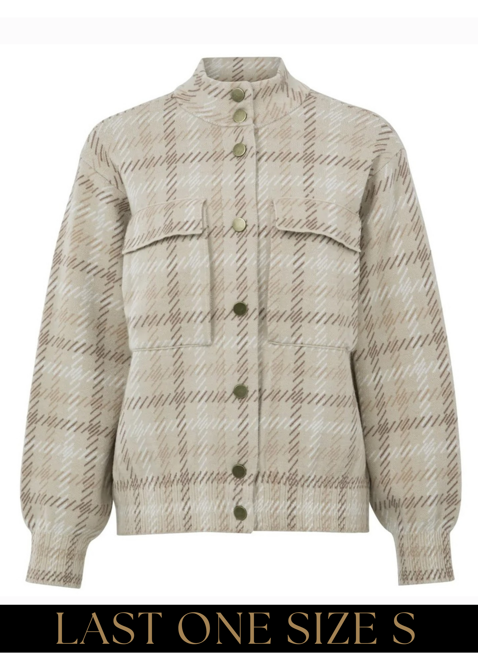 YAYA Yaya - Knitted Check Jacket with pockets and long sleeves