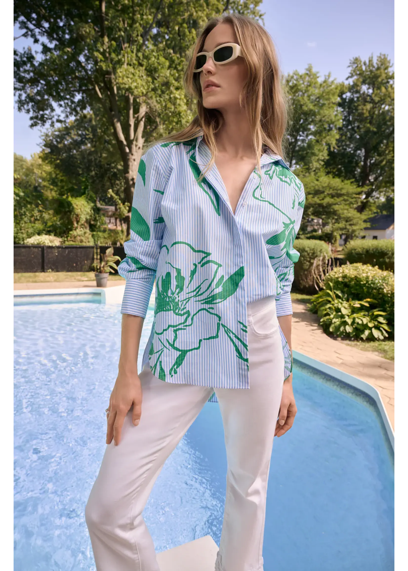 Joseph Ribkoff Joseph Ribkoff - Floral Striped Casual Shirt Style 262951