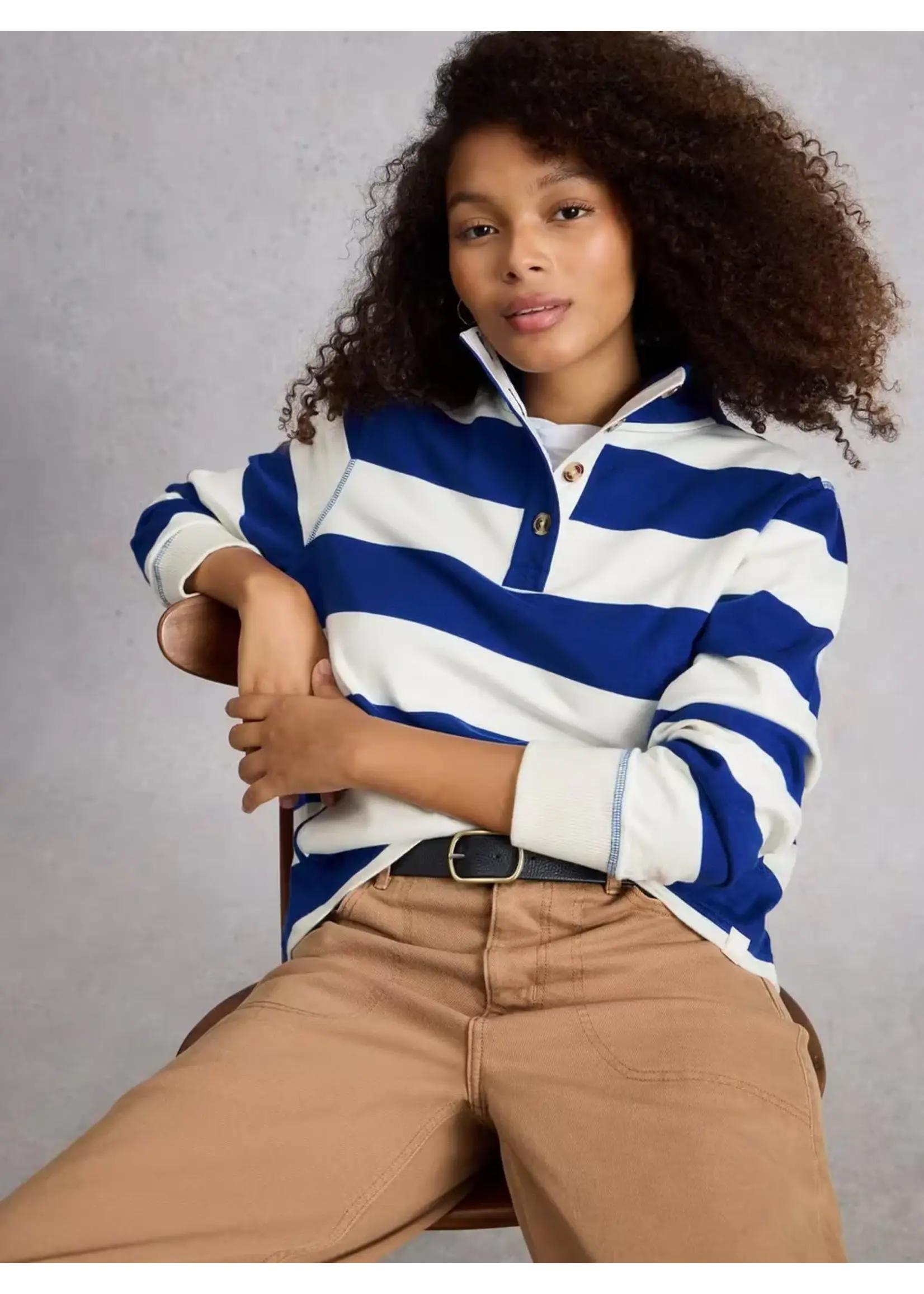 White Stuff Femme White Stuff - Bobby Button Stripe Sweat