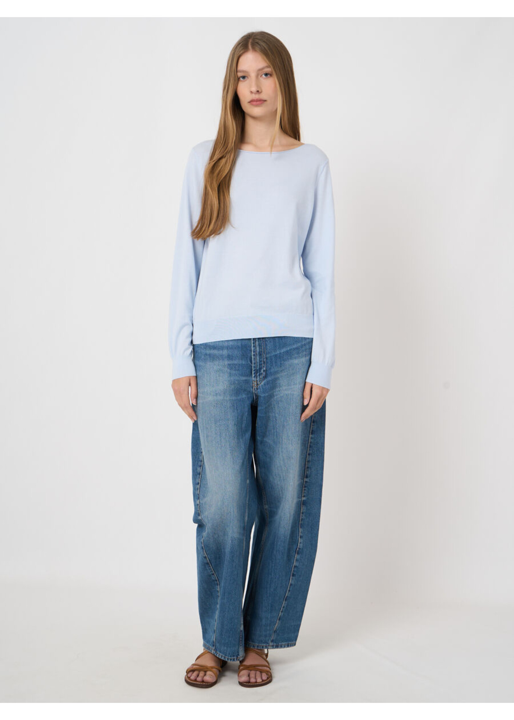 Repeat Repeat - Superfine Cotton Boat-Neck Sweater