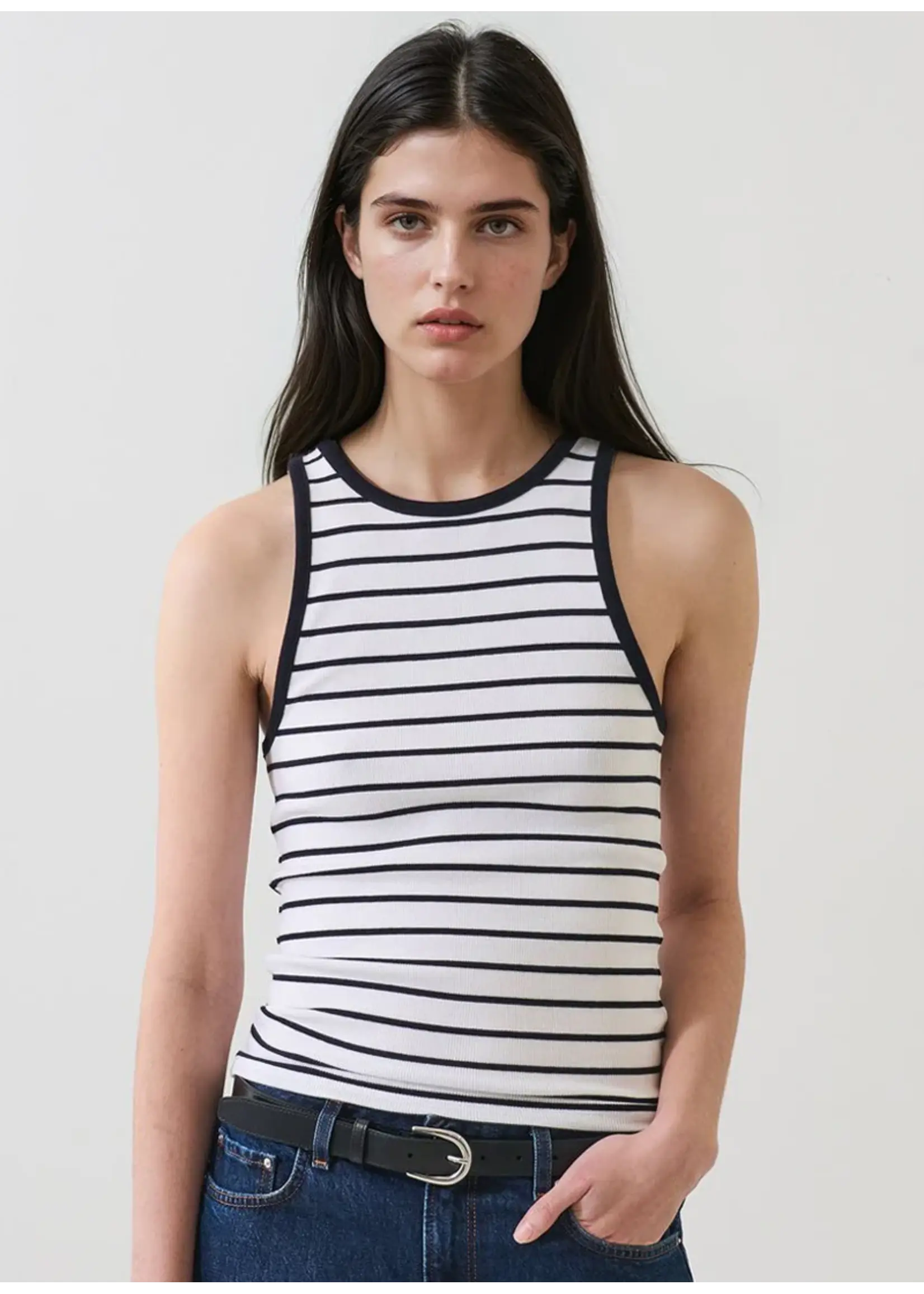 Patrick Assaraf Patrick Assaraf - Modal Cotton Stripe Rib Tank