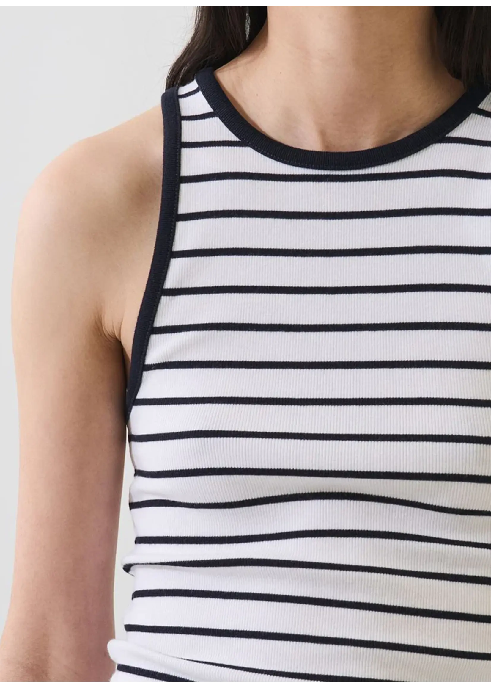 Patrick Assaraf Patrick Assaraf - Modal Cotton Stripe Rib Tank