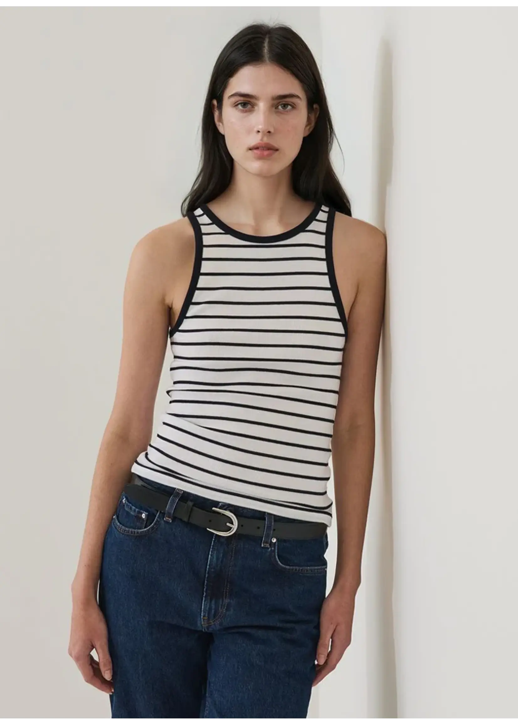 Patrick Assaraf Patrick Assaraf - Modal Cotton Stripe Rib Tank